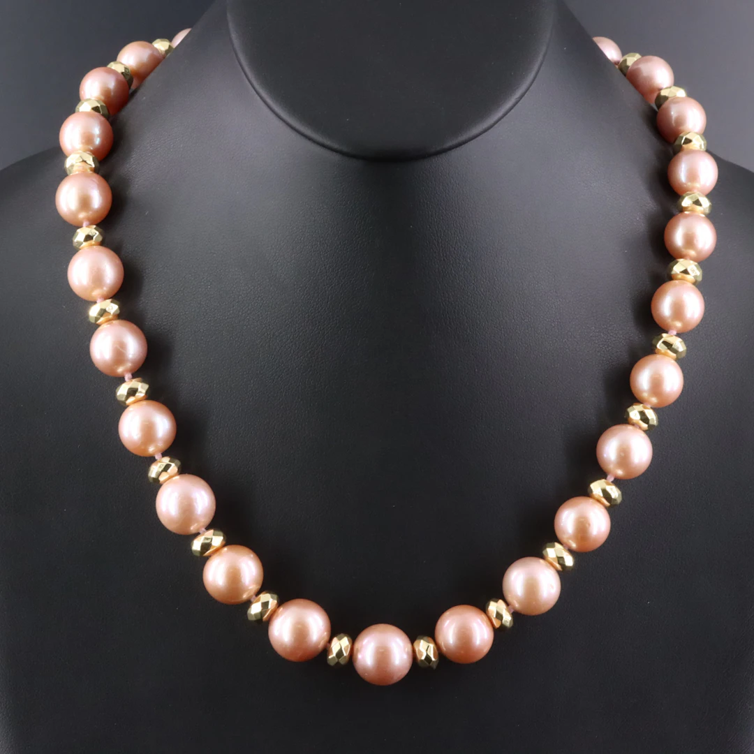 Faux Pearl Bead Necklace with Sterling Clasp