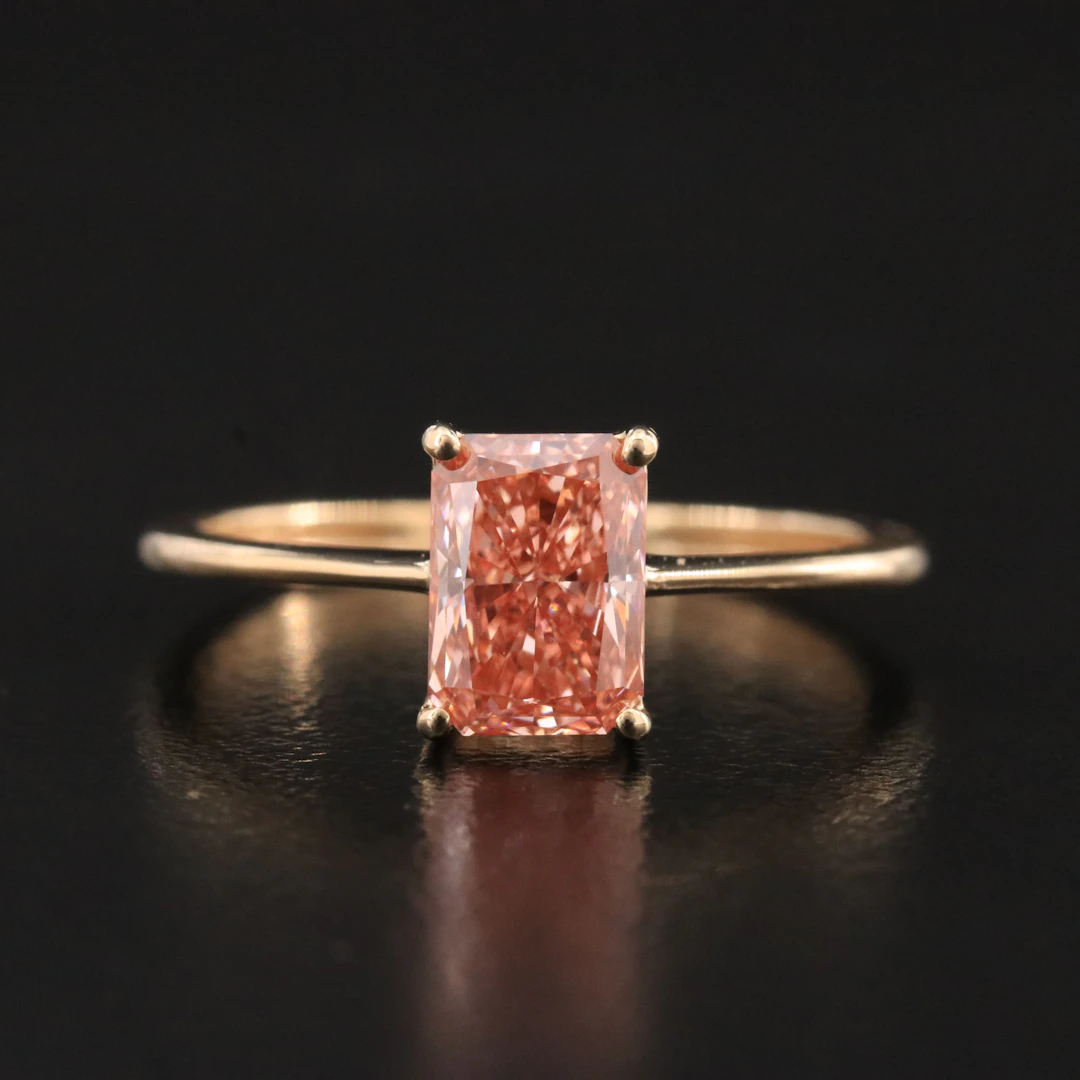 14K 1.07 CT Fancy Pink Lab Grown Diamond Solitaire Ring