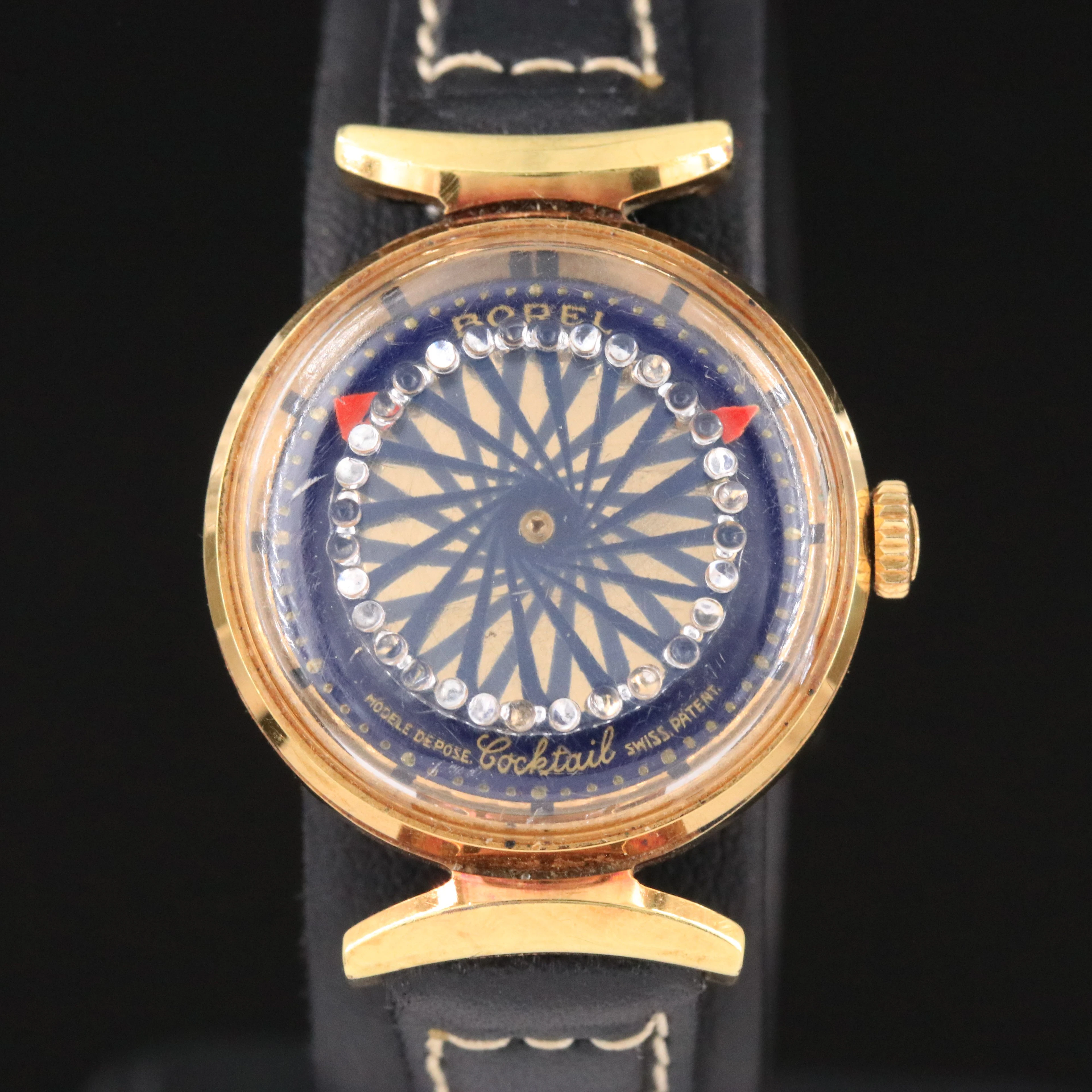Vintage Borel Geometric Stem Wind Cocktail Watch