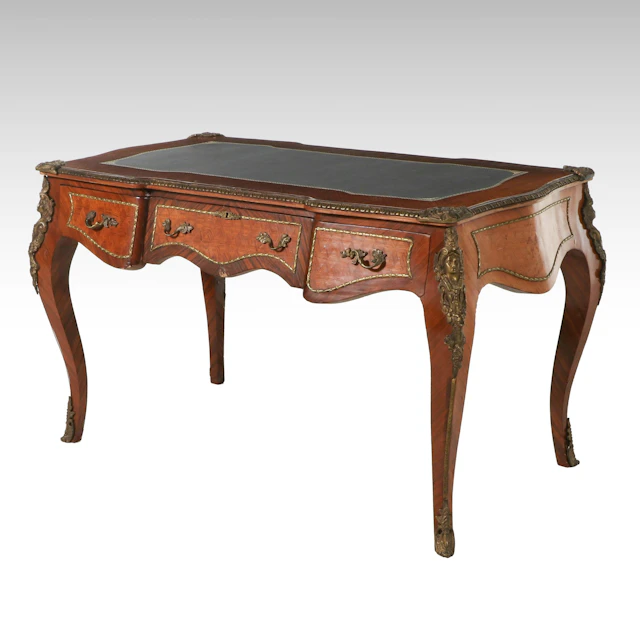 Louis XVI Style Parquetry Inlaid Ormolu Mounted Writing Table, 20th Century