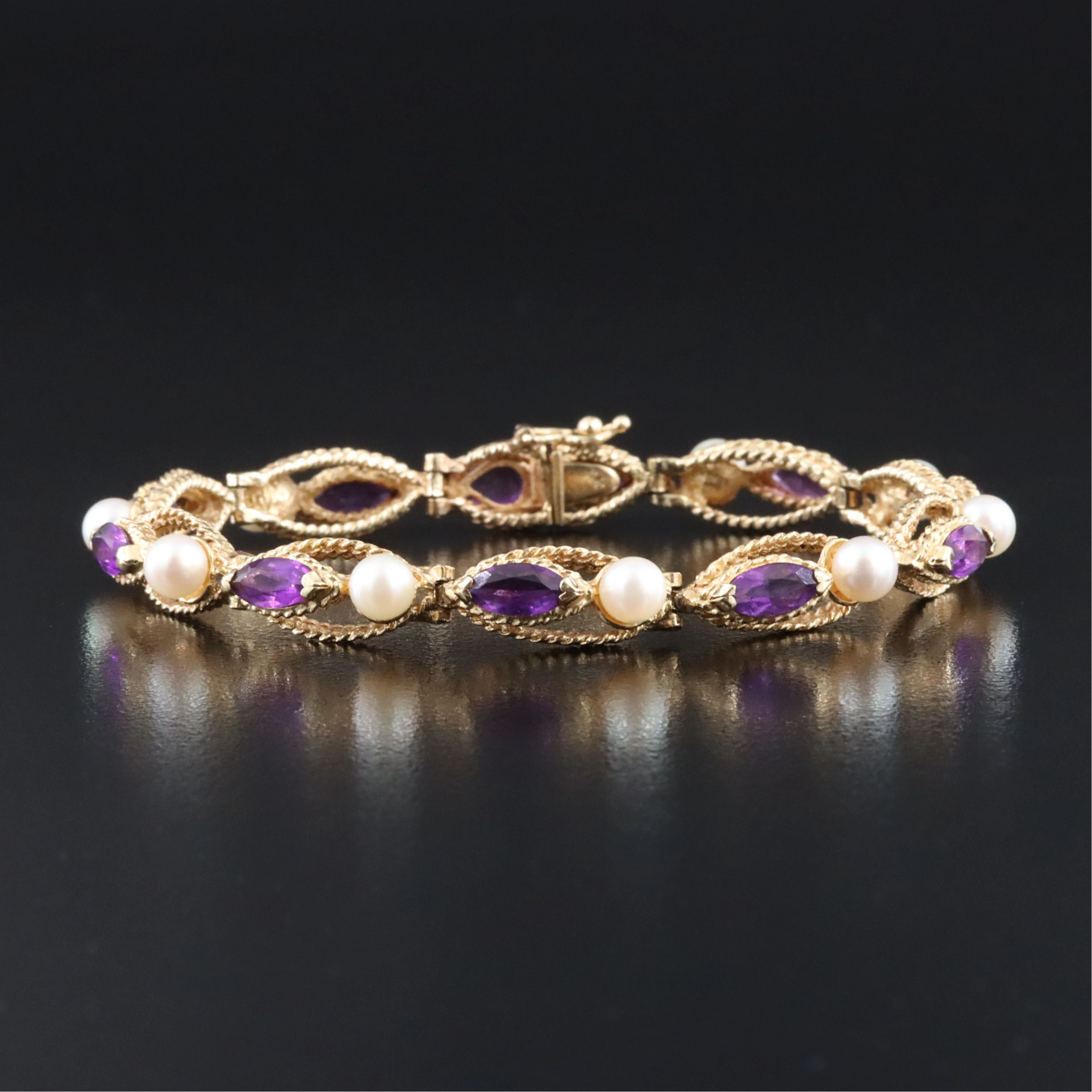 14K Pearl and Amethyst Bracelet