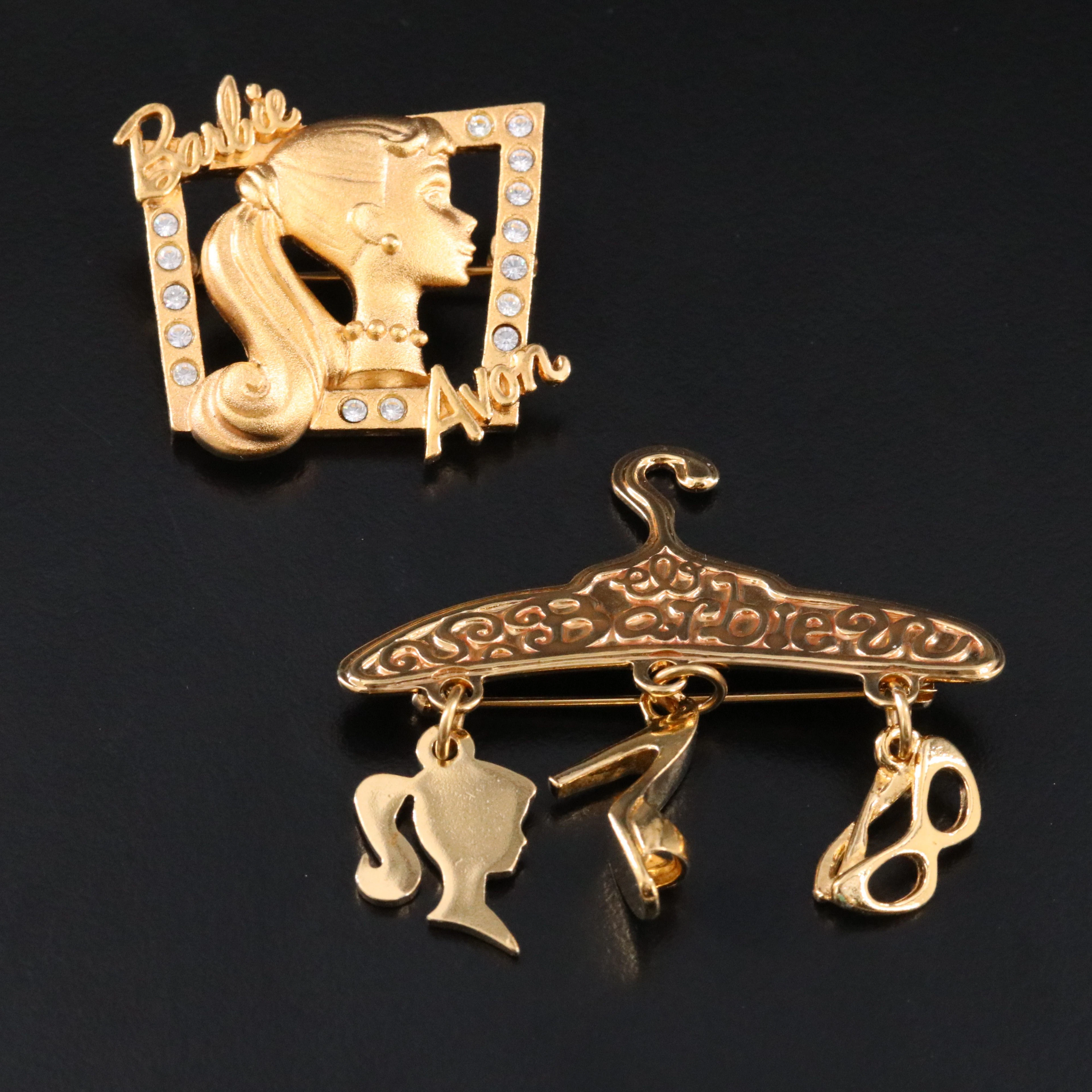 Vintage Barbie Brooches with Rhinestone Accents
