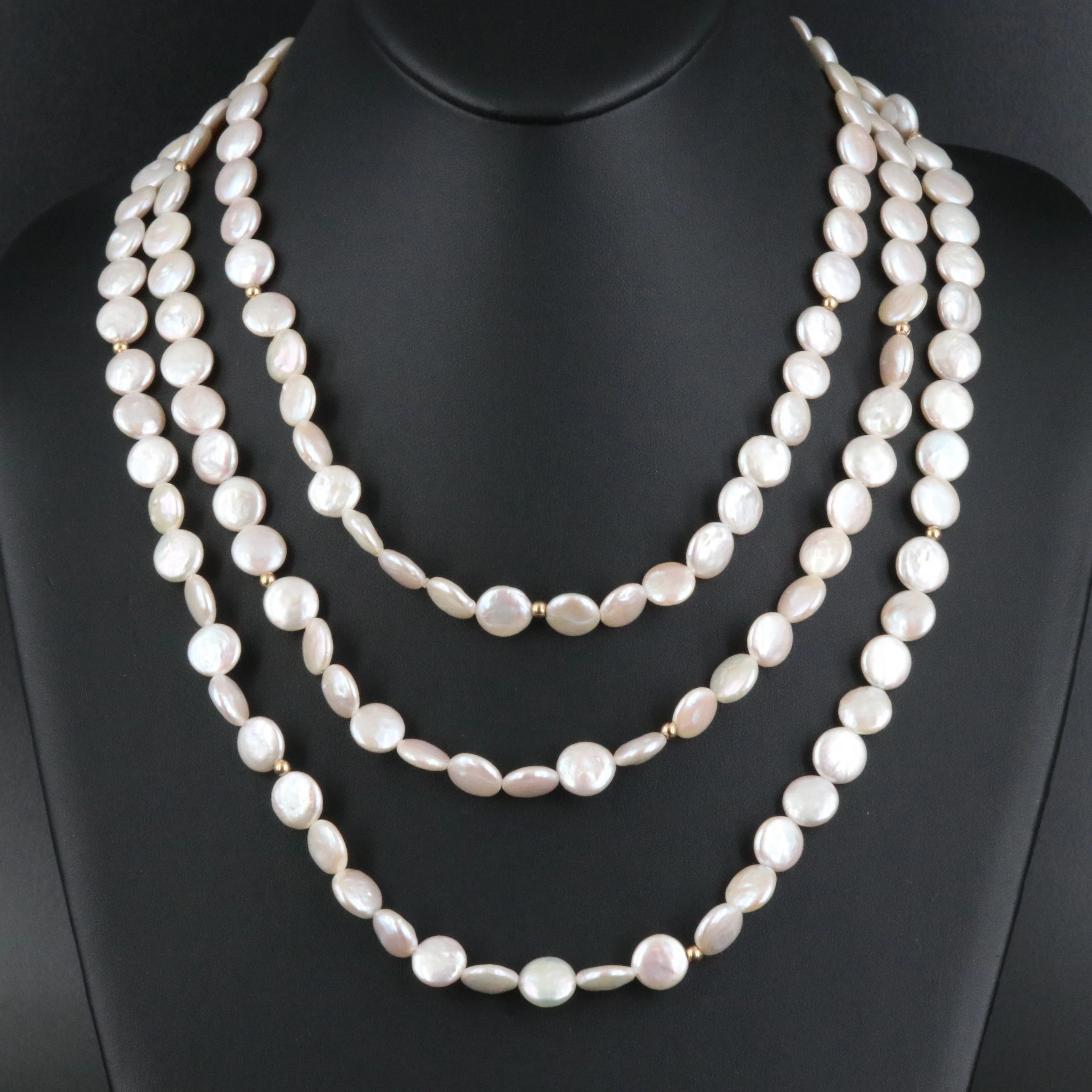 Pearl Necklace with 14K Accent Beads
