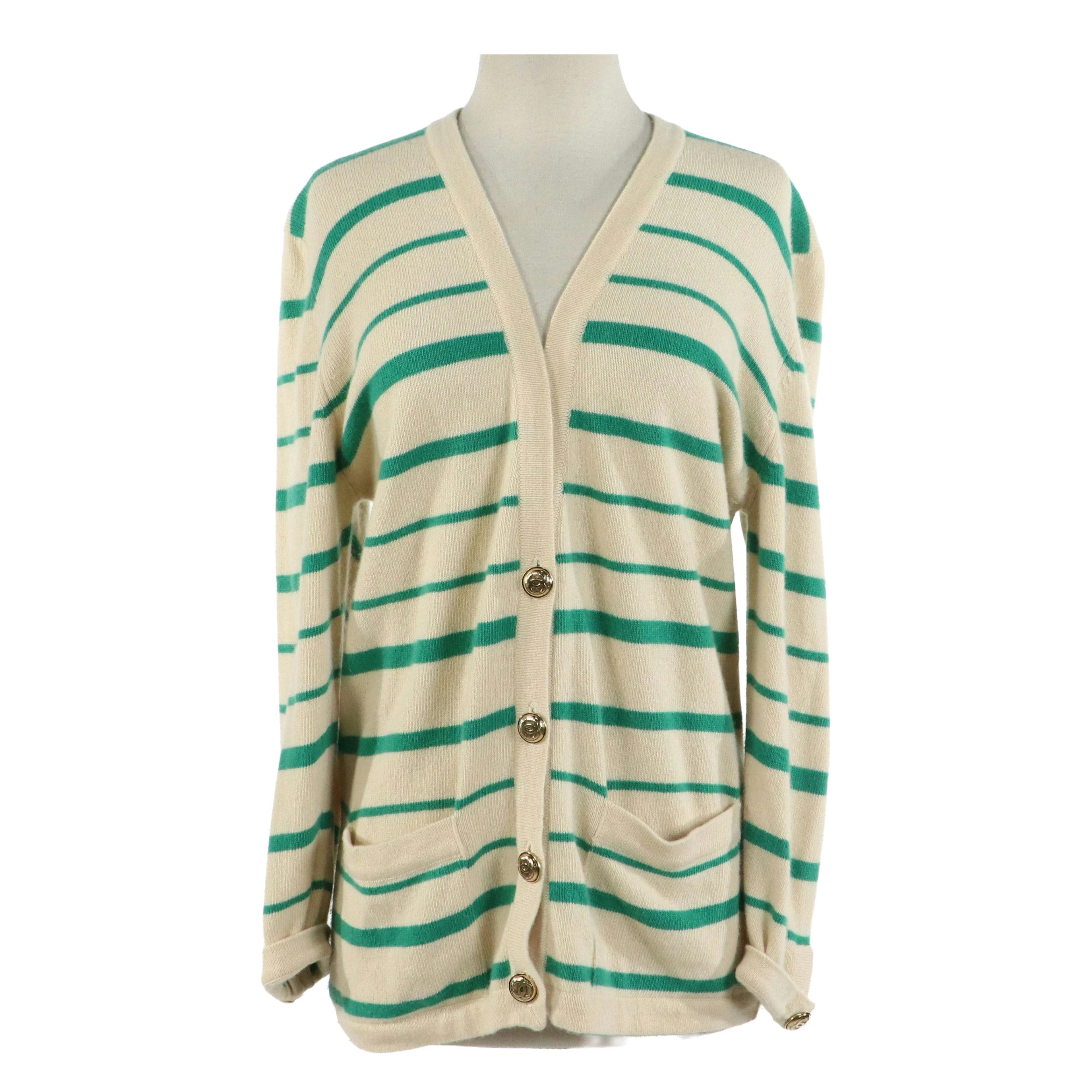 Chanel Horizontal Striped Cashmere Cardigan