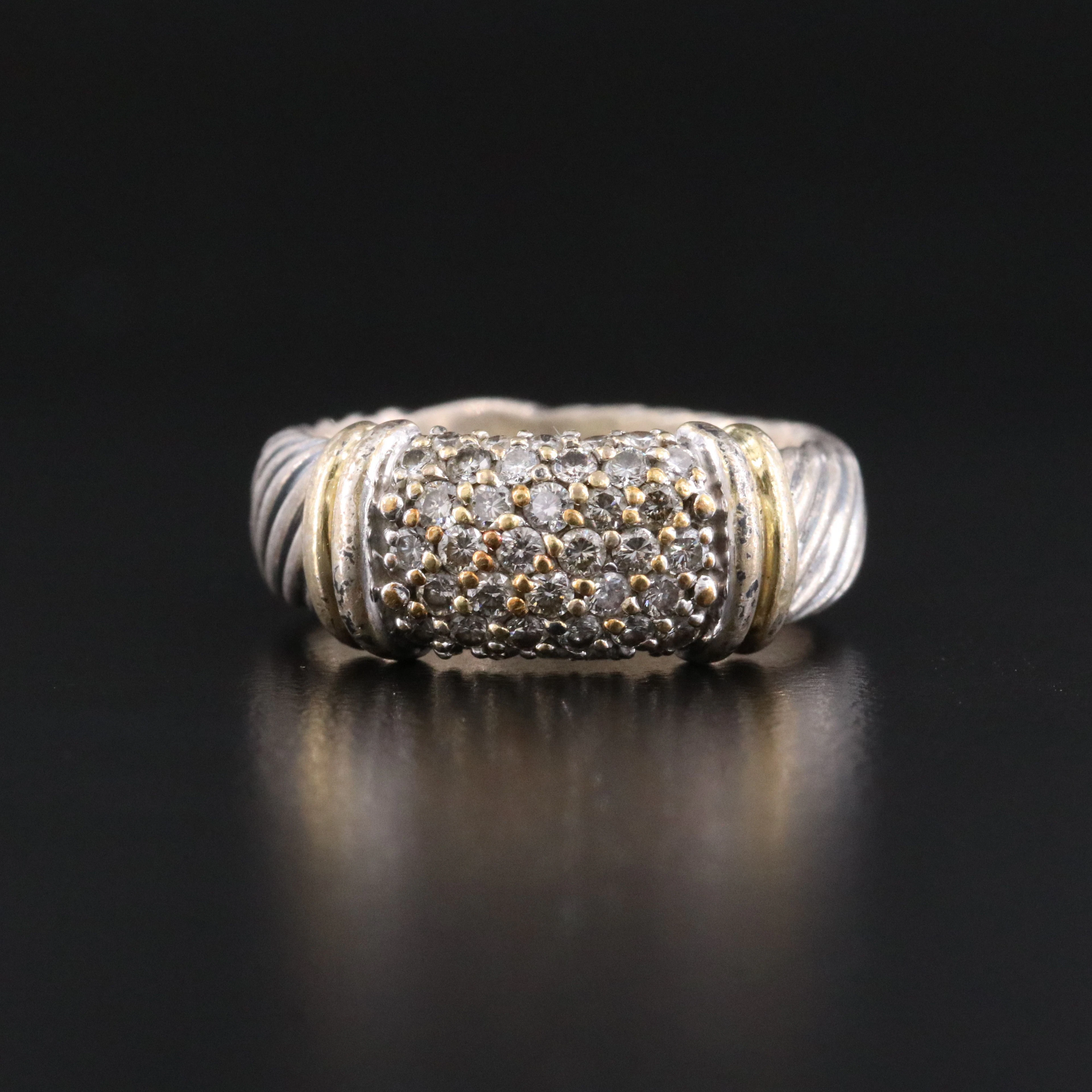 David Yurman Metro Sterling 0.55 CTW Diamond Ring with 18K Accents