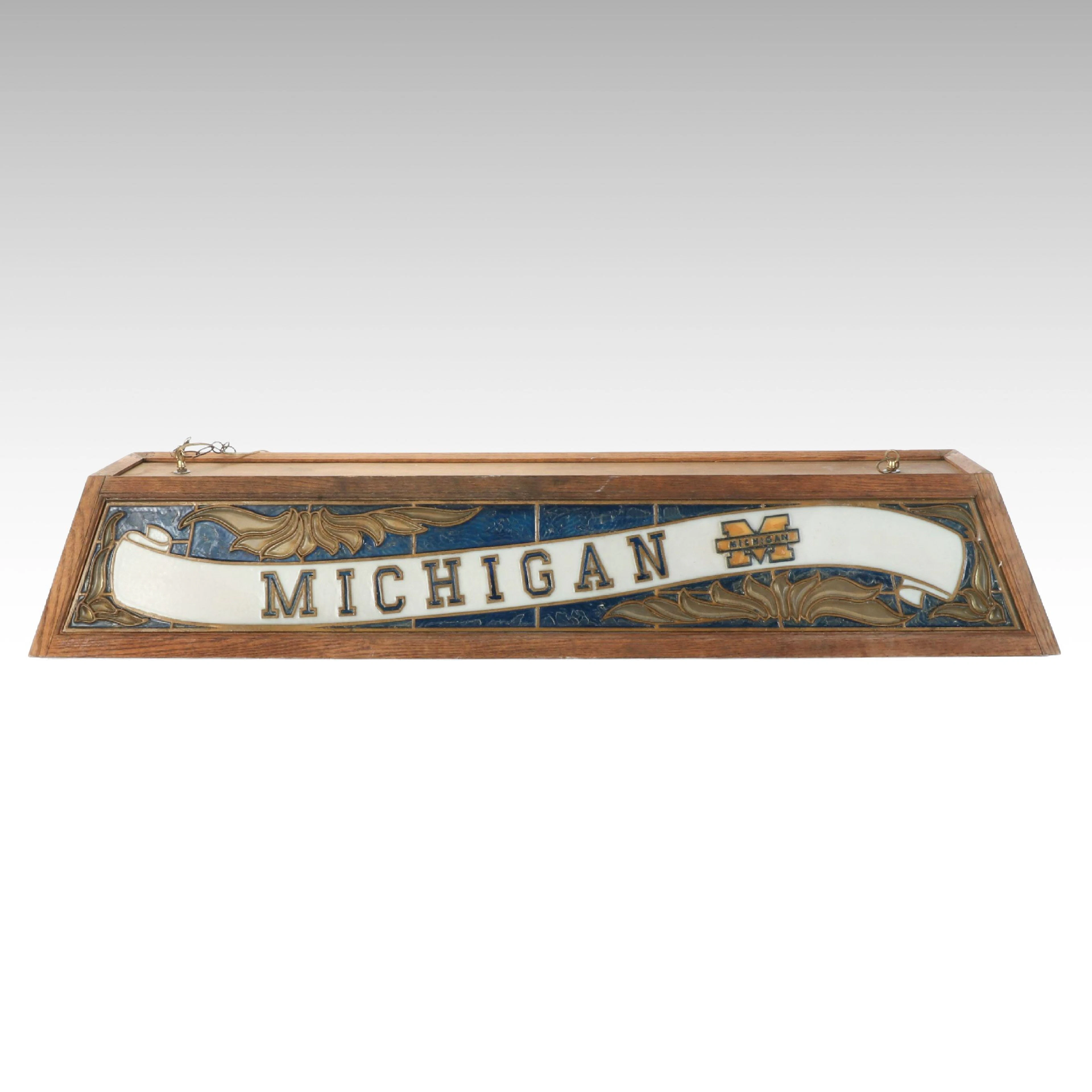 Michigan Wolverines Themed Stained Glass Pool Table Light
