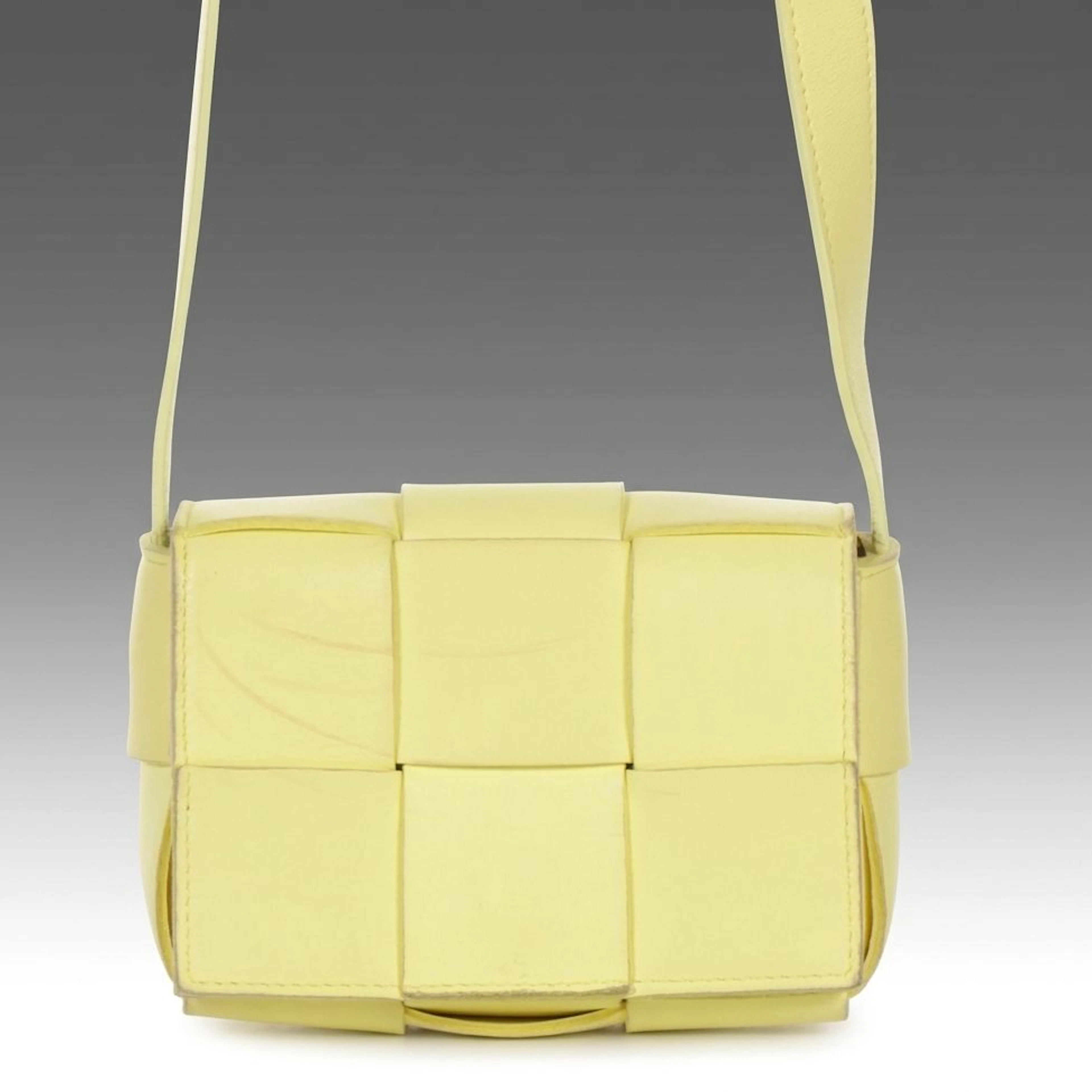 Bottega Veneta Mini Candy Cassette Crossbody in Yellow Intrecciato Leather