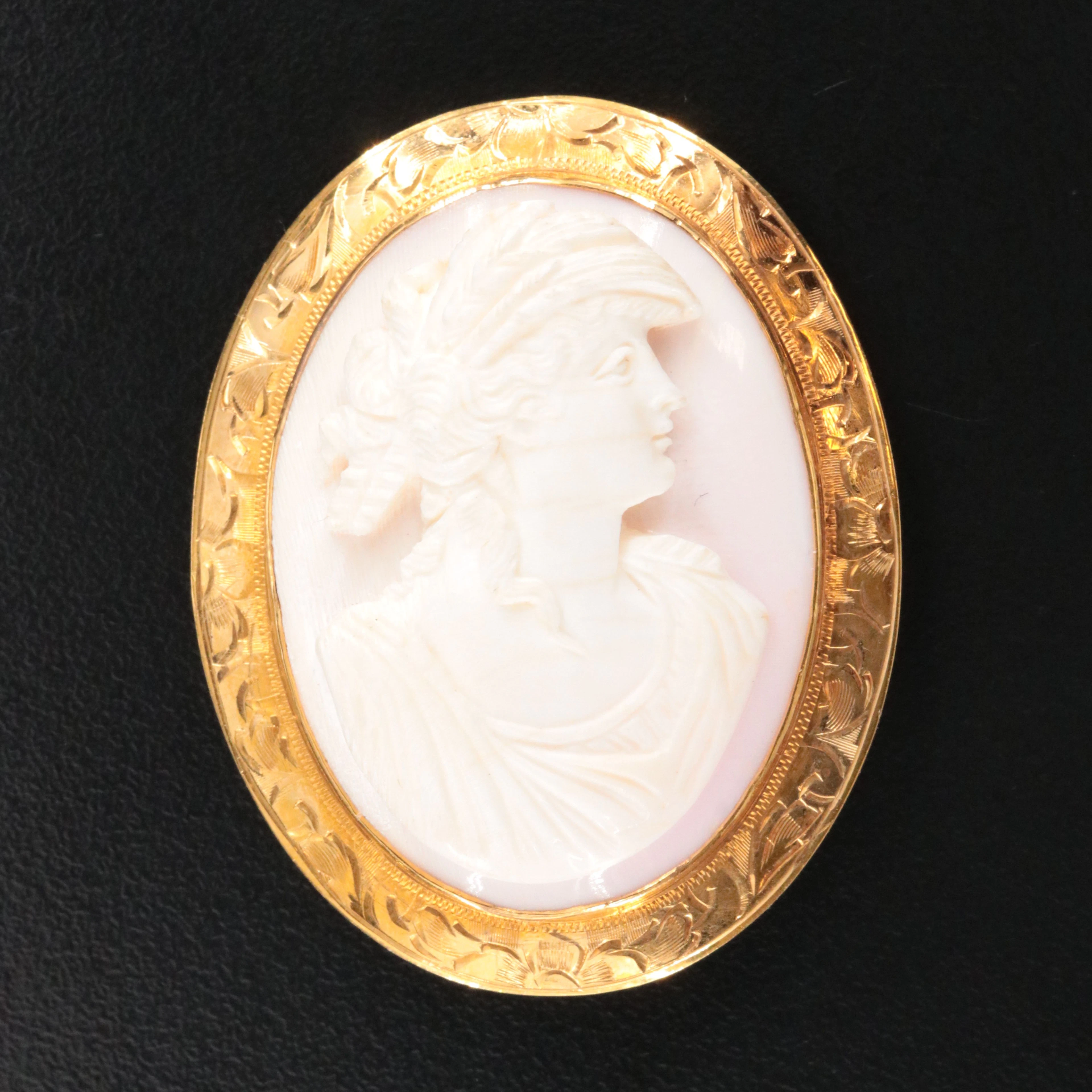 Early 1900s 10K Ceres/Demeter Cameo Brooch