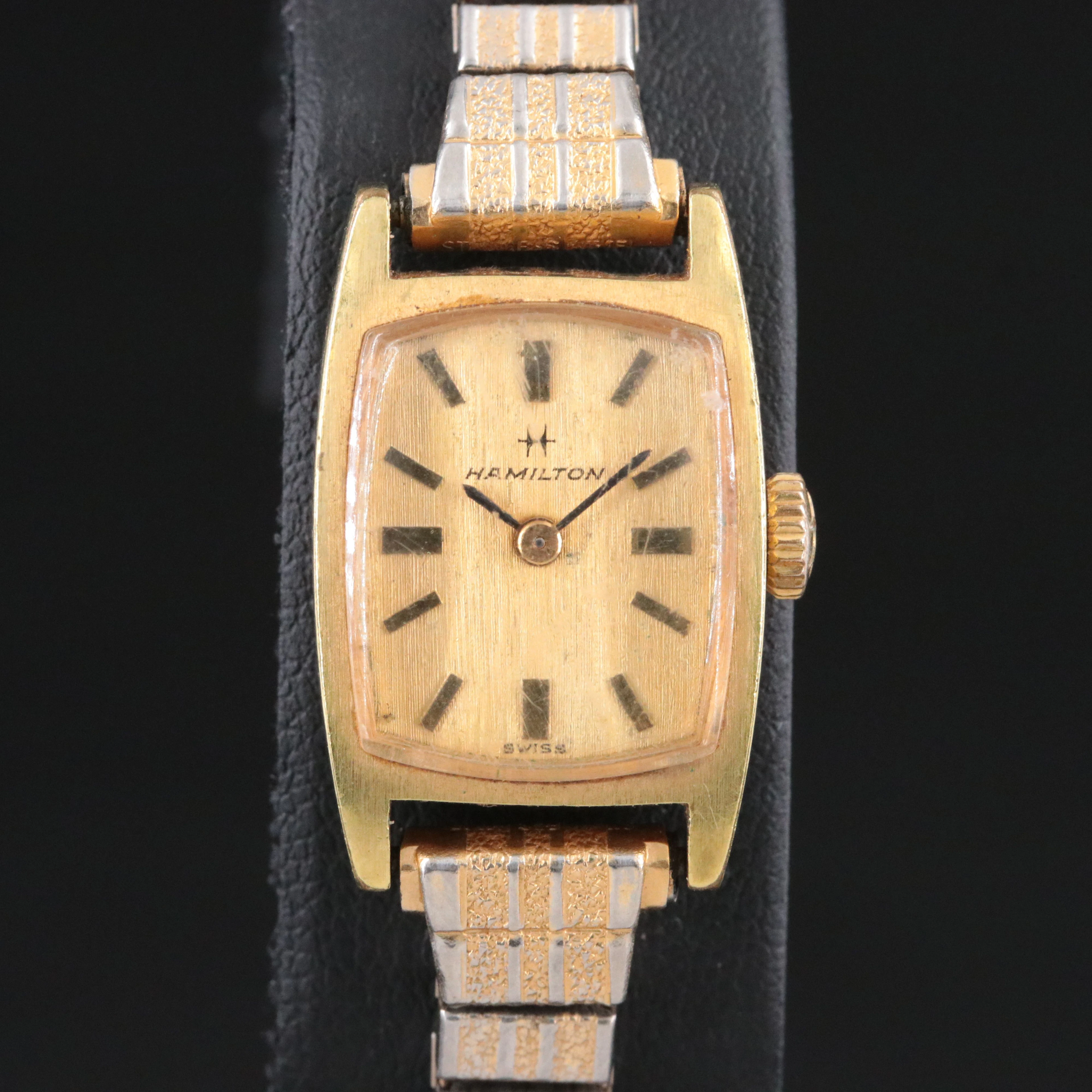 Hamilton Gold Tone Stem Wind Vintage Watch