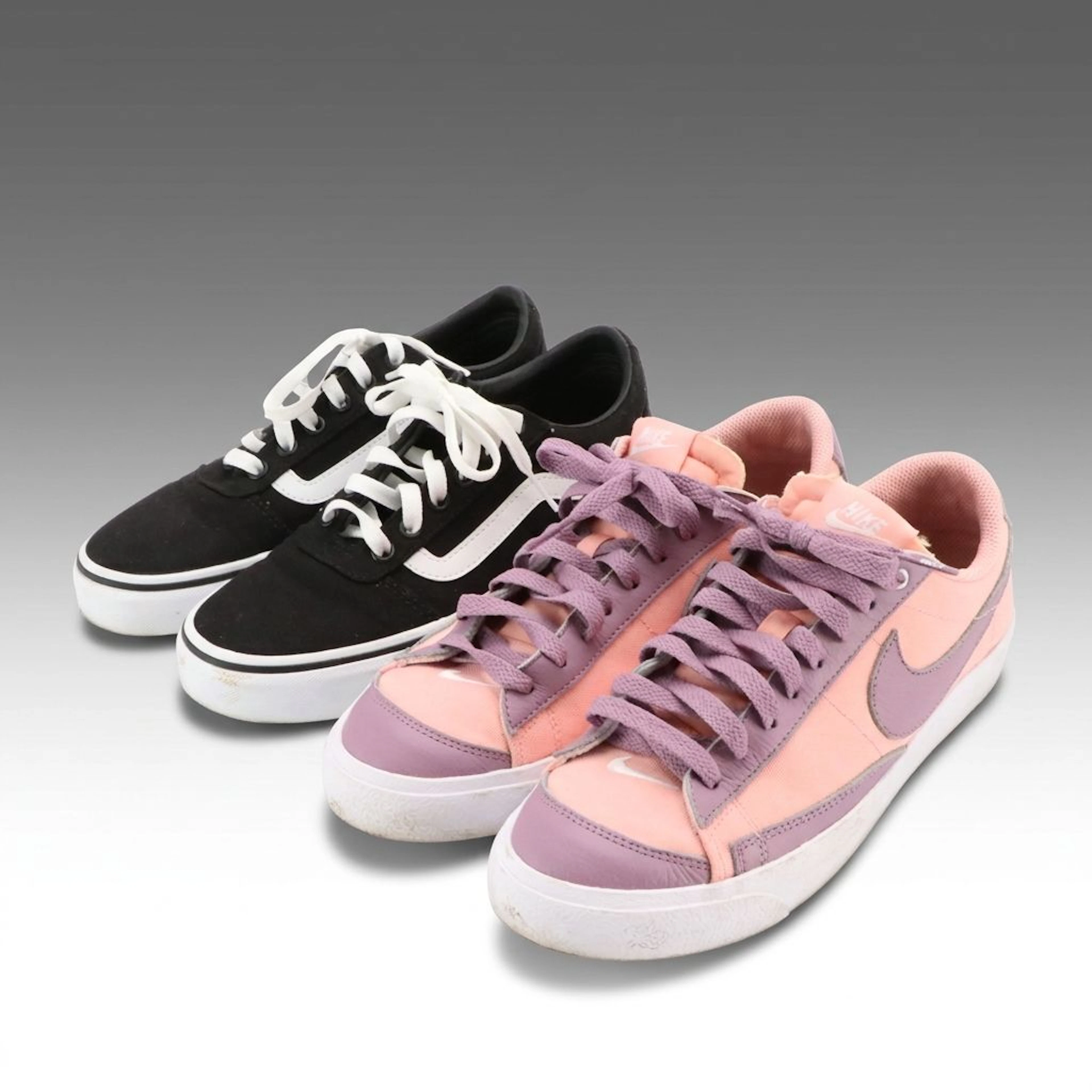 Nike Blazer Low Sneakers in Pink and Purple with Vans Black "Old Skool"