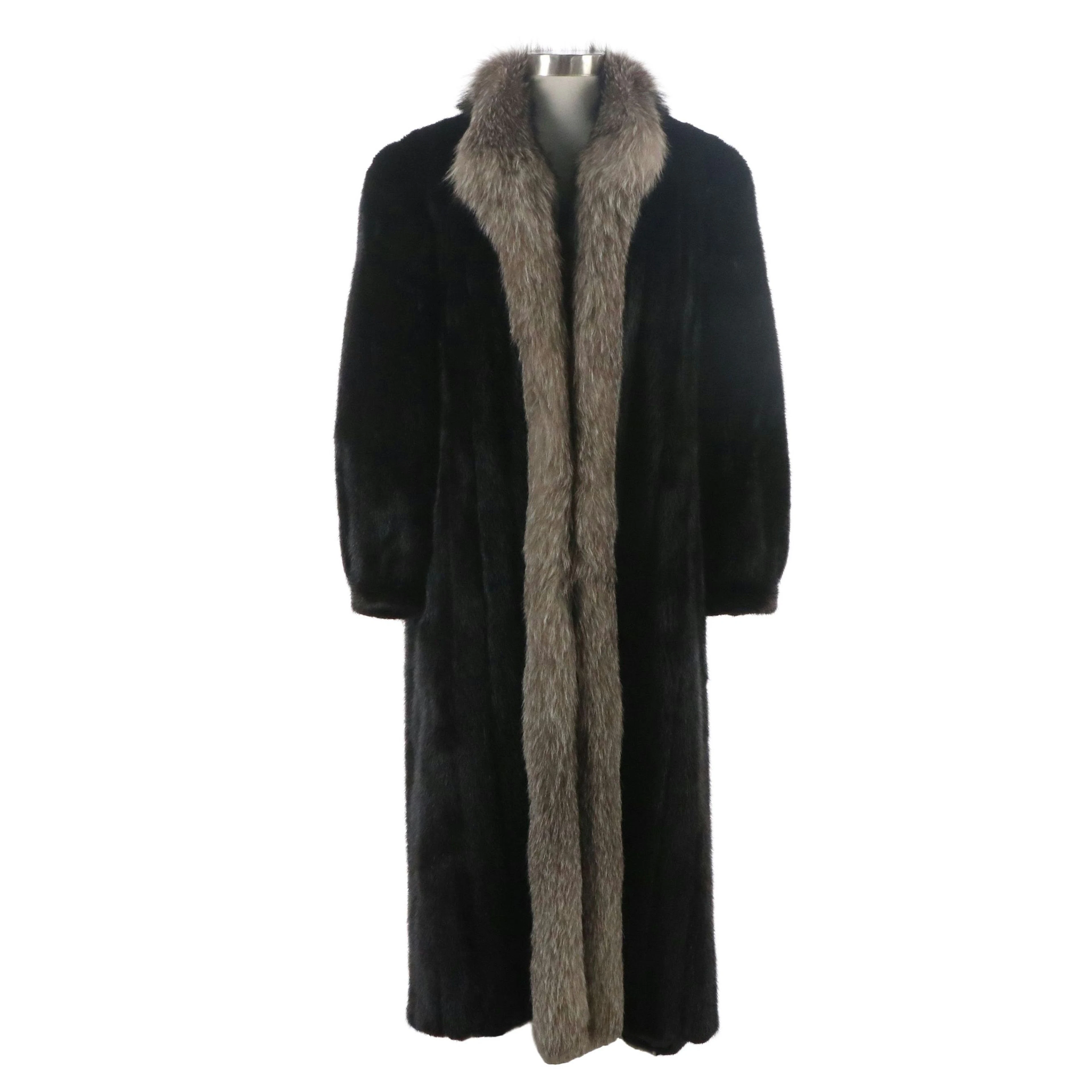 Black Mink Fur and Silver Fox For Collar/Trim Full-Length Coat from Embry's Fur