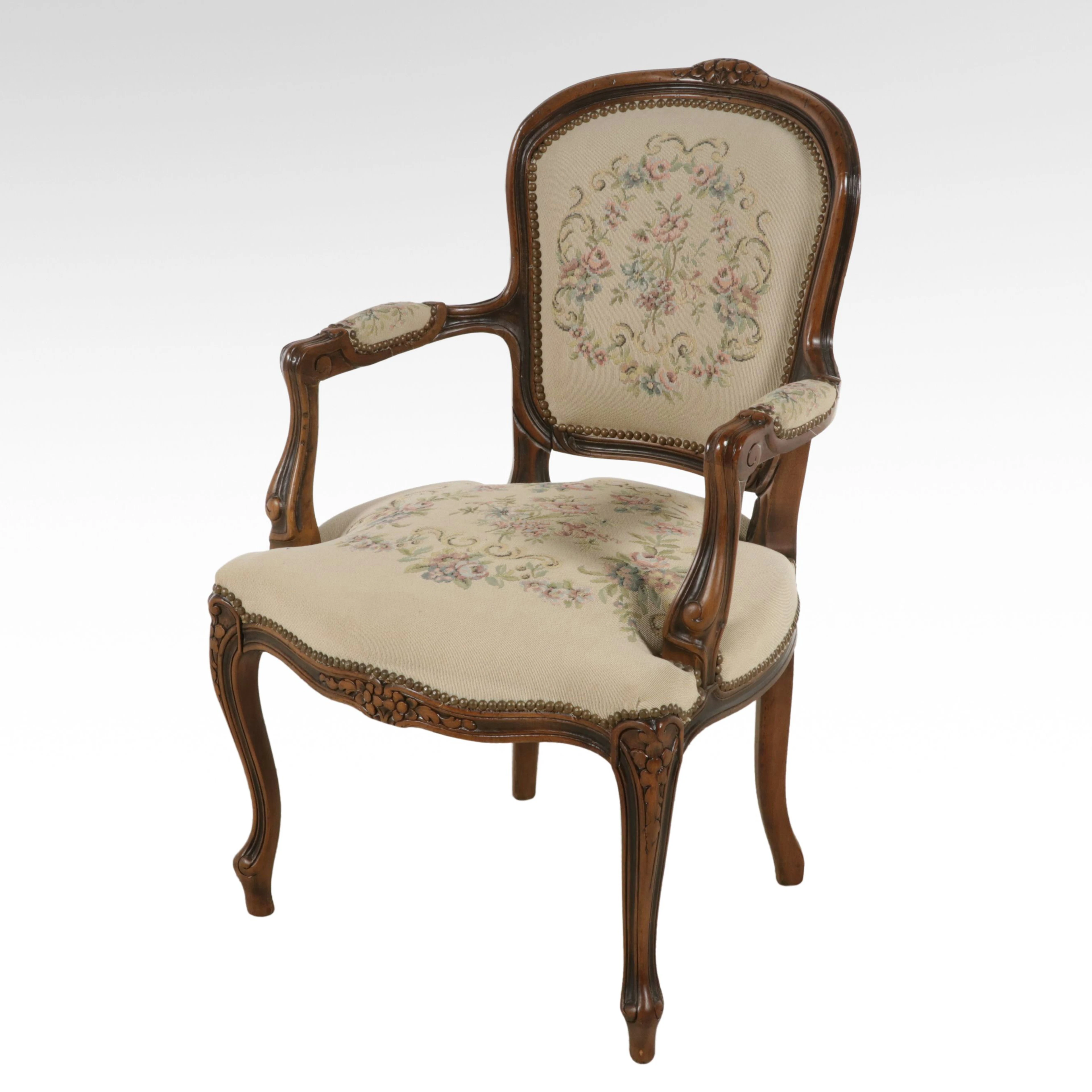 Allied Stores Louis XV Style Armchair in Floral Upholstery