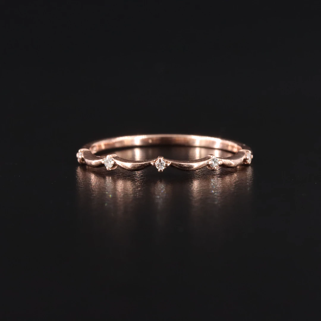 10K 0.03 CTW Diamond Rose Gold Scallop Band