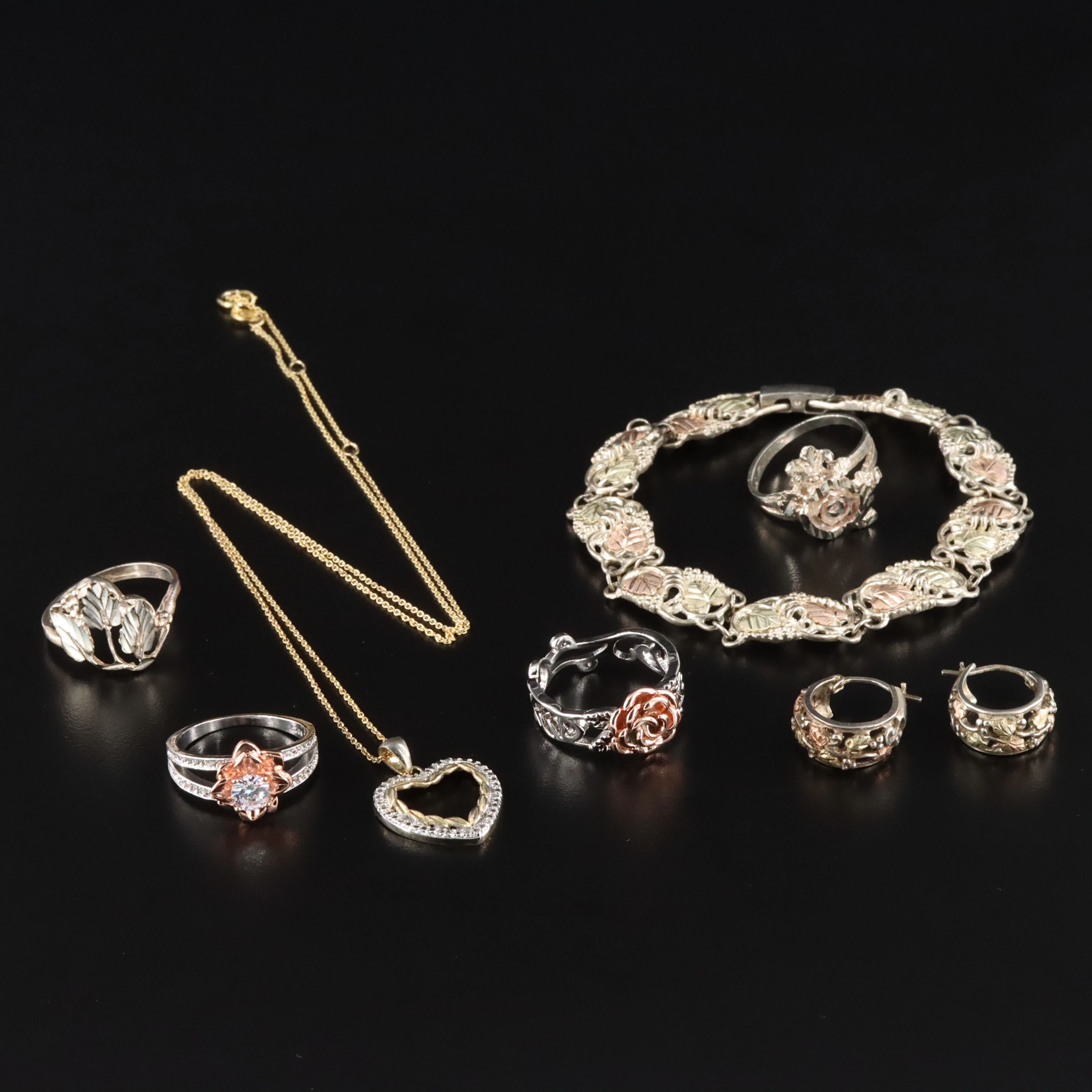 Coleman Black Hills Gold Featured in Sterling Tri-Color Jewelry