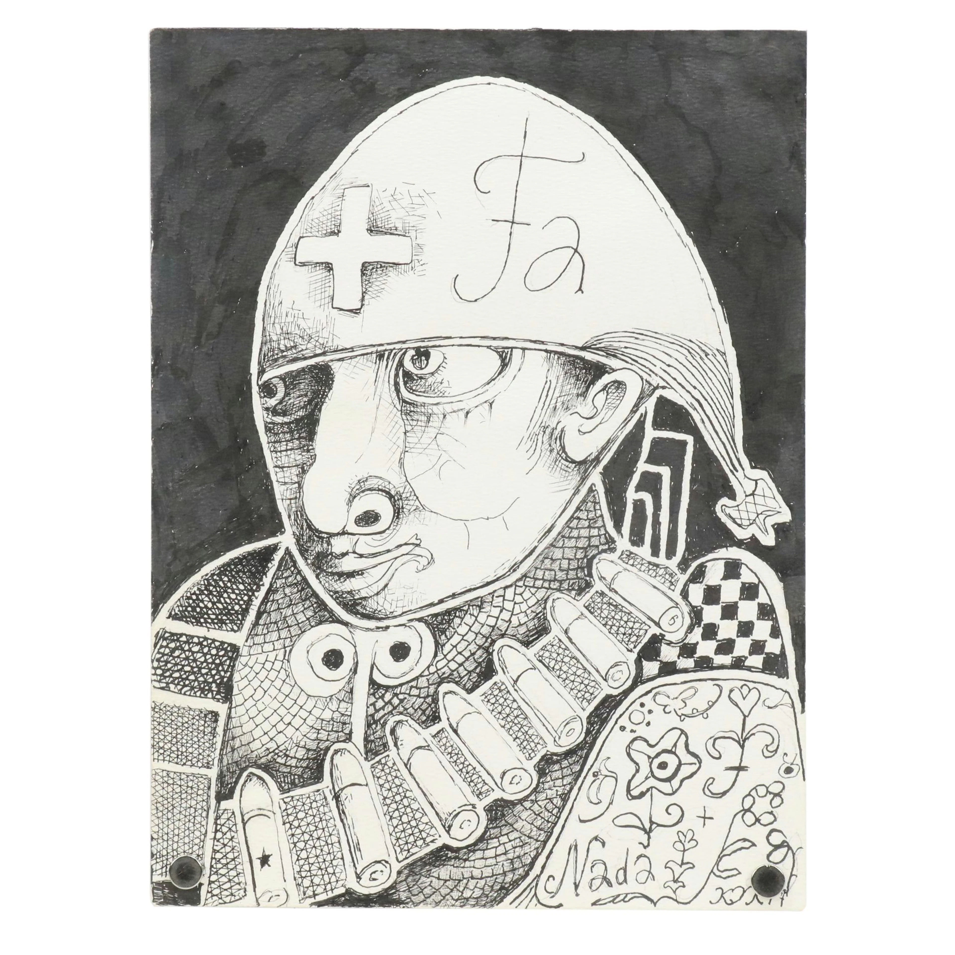 Nikolay Manuylov “Kuk” Surrealist Figural Ink Illustration, 2017
