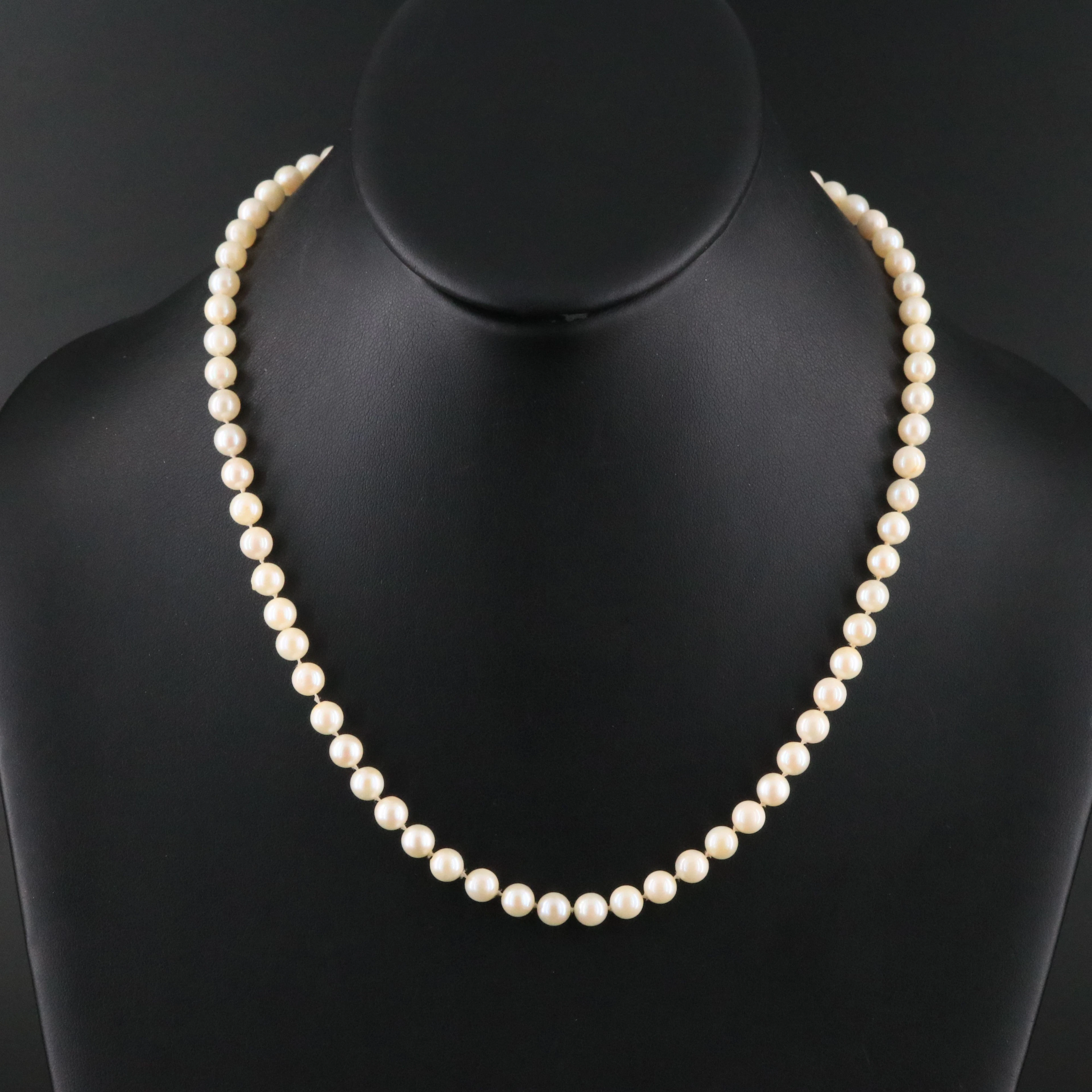 Princess Length Pearl Necklace with 14K Clasp
