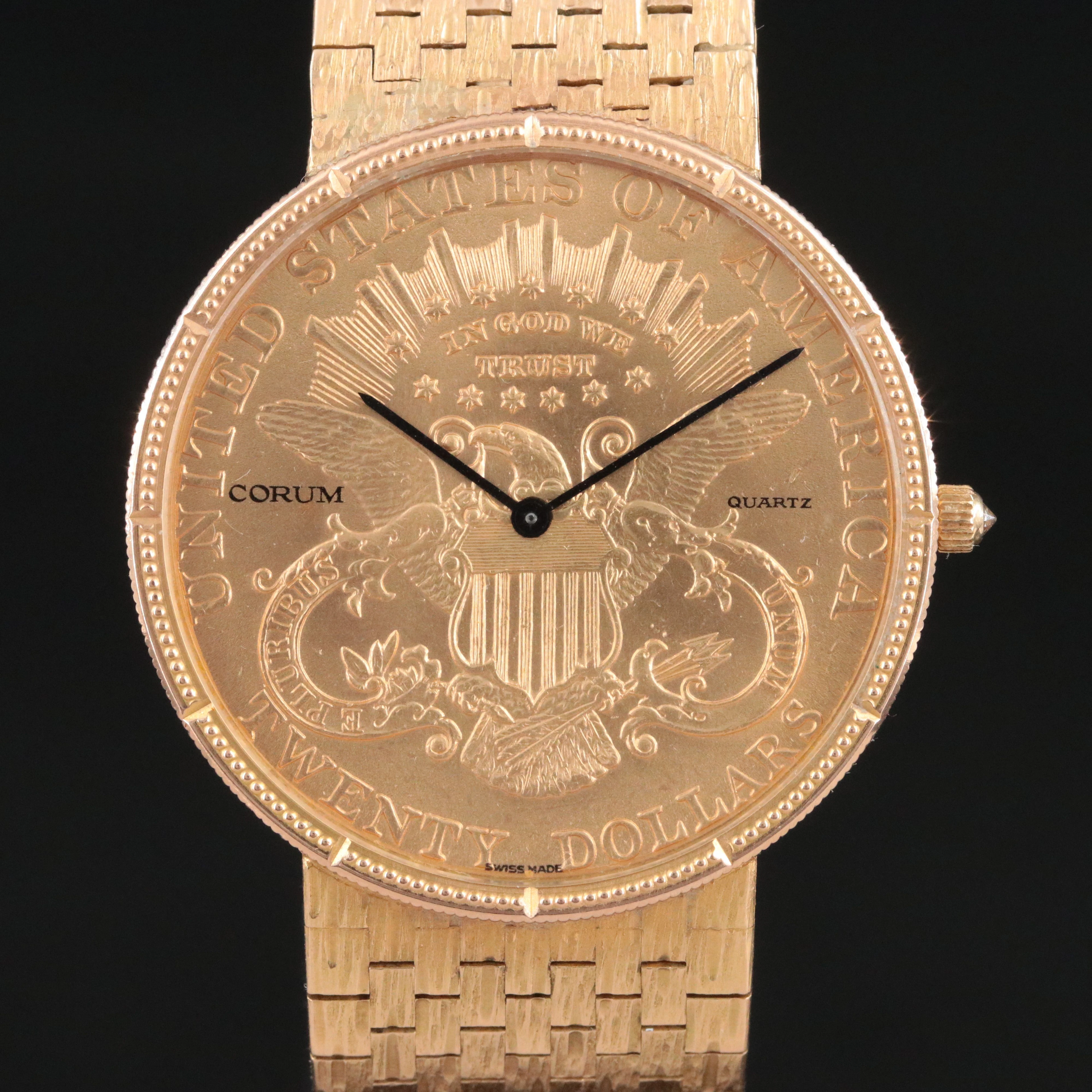 Corum 18K $20 1904 Liberty Head Gold Coin Dial and Back Quartz Watch