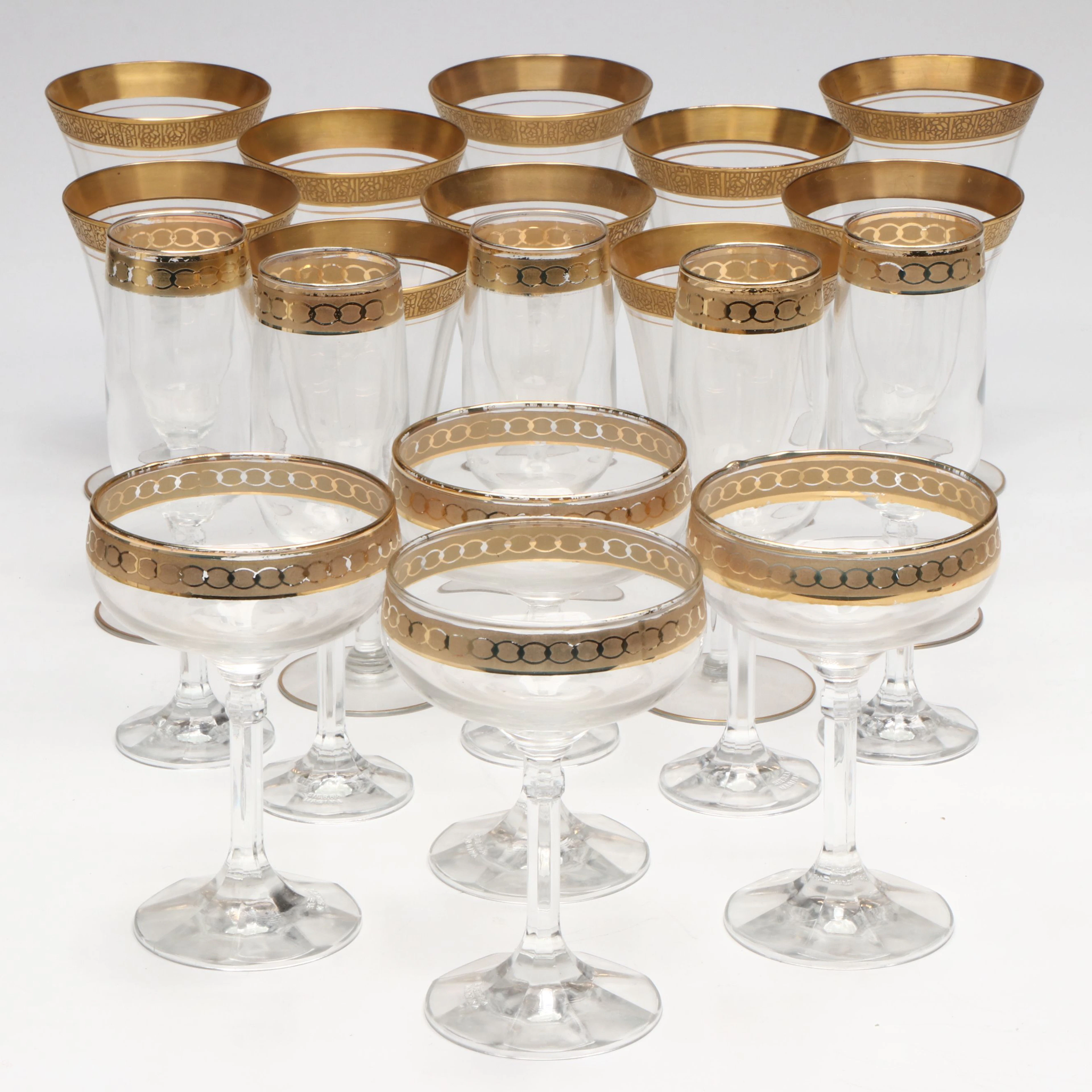 Sierra Magina and Other Gold Trimmed Stemware, Mid to Late 20th Century