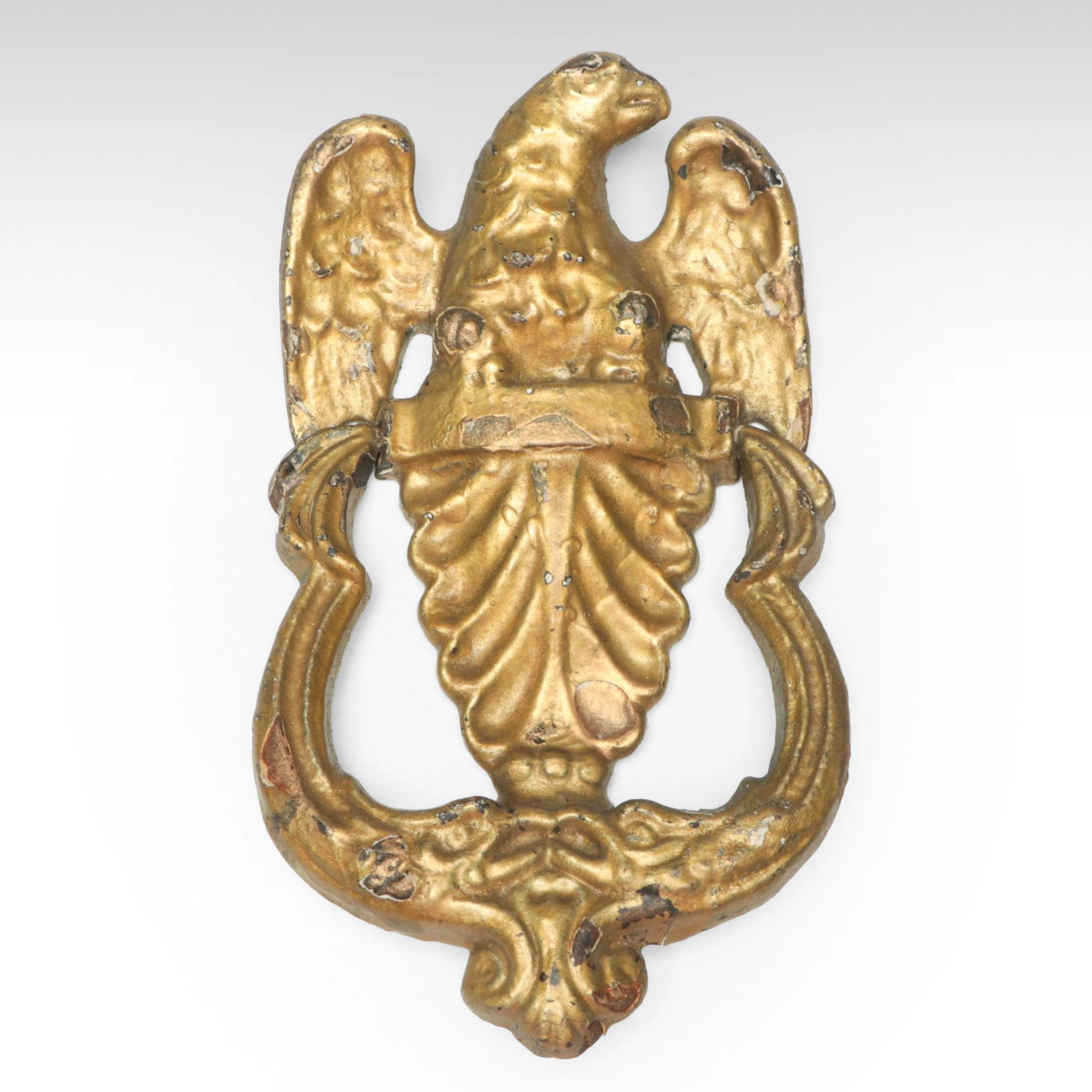 Federal Style Brass Finished Eagle Door Knocker, Mid to Late 20th Century
