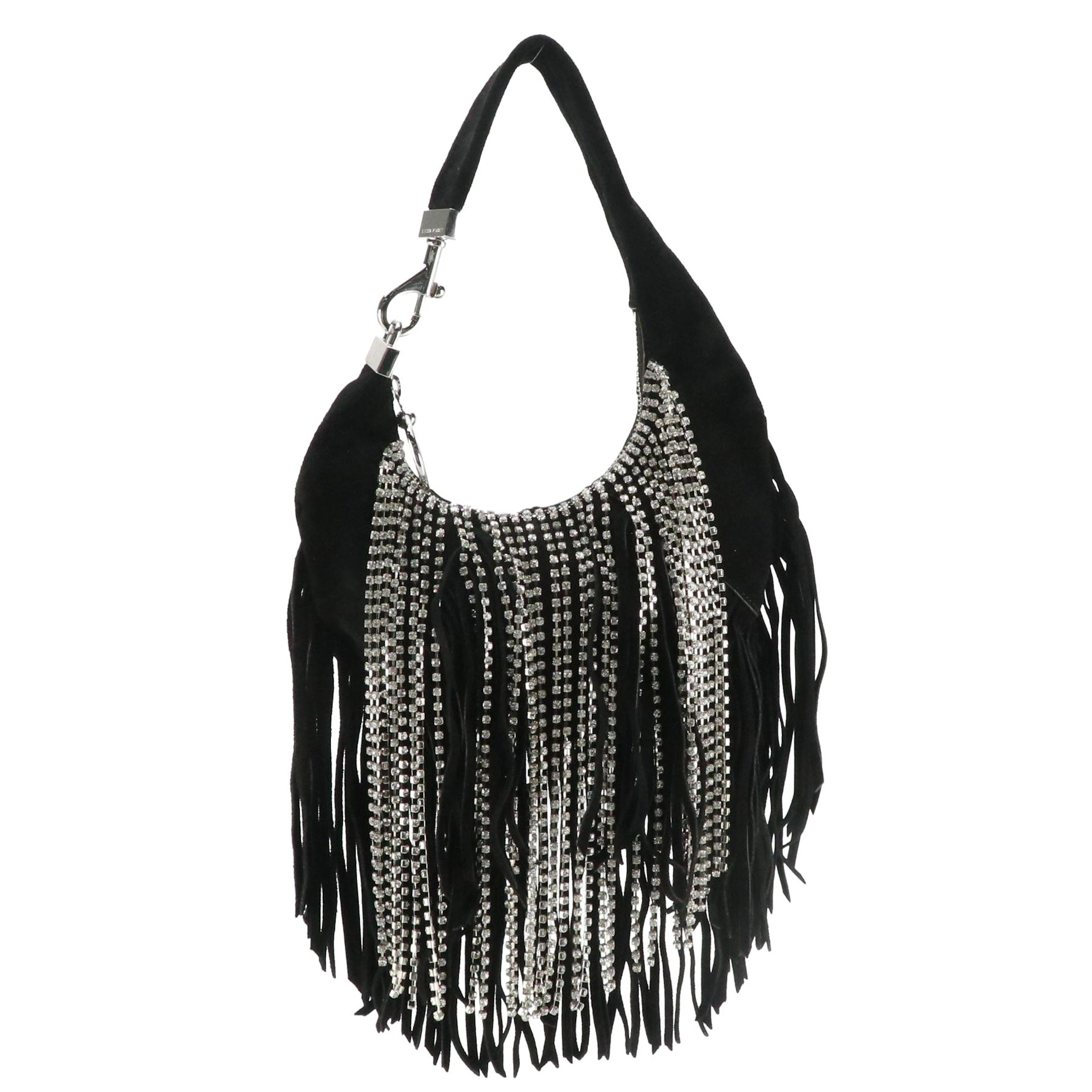 Rebecca Minkoff Crystal Fringe Mini Croissant Hobo Shoulder Bag in