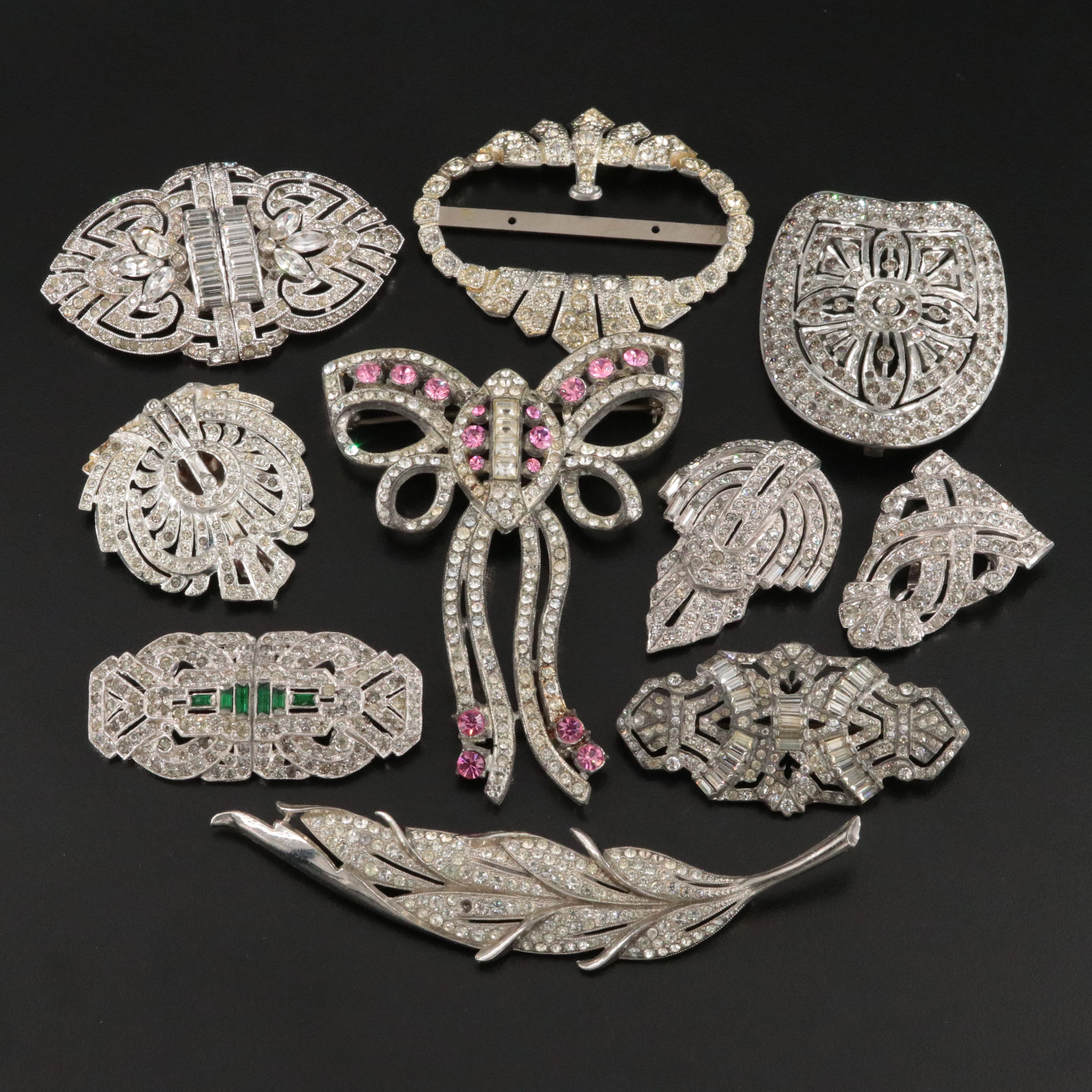 1930s Coro Duette and Art Deco Featured in Rhinestone Jewelry Collection