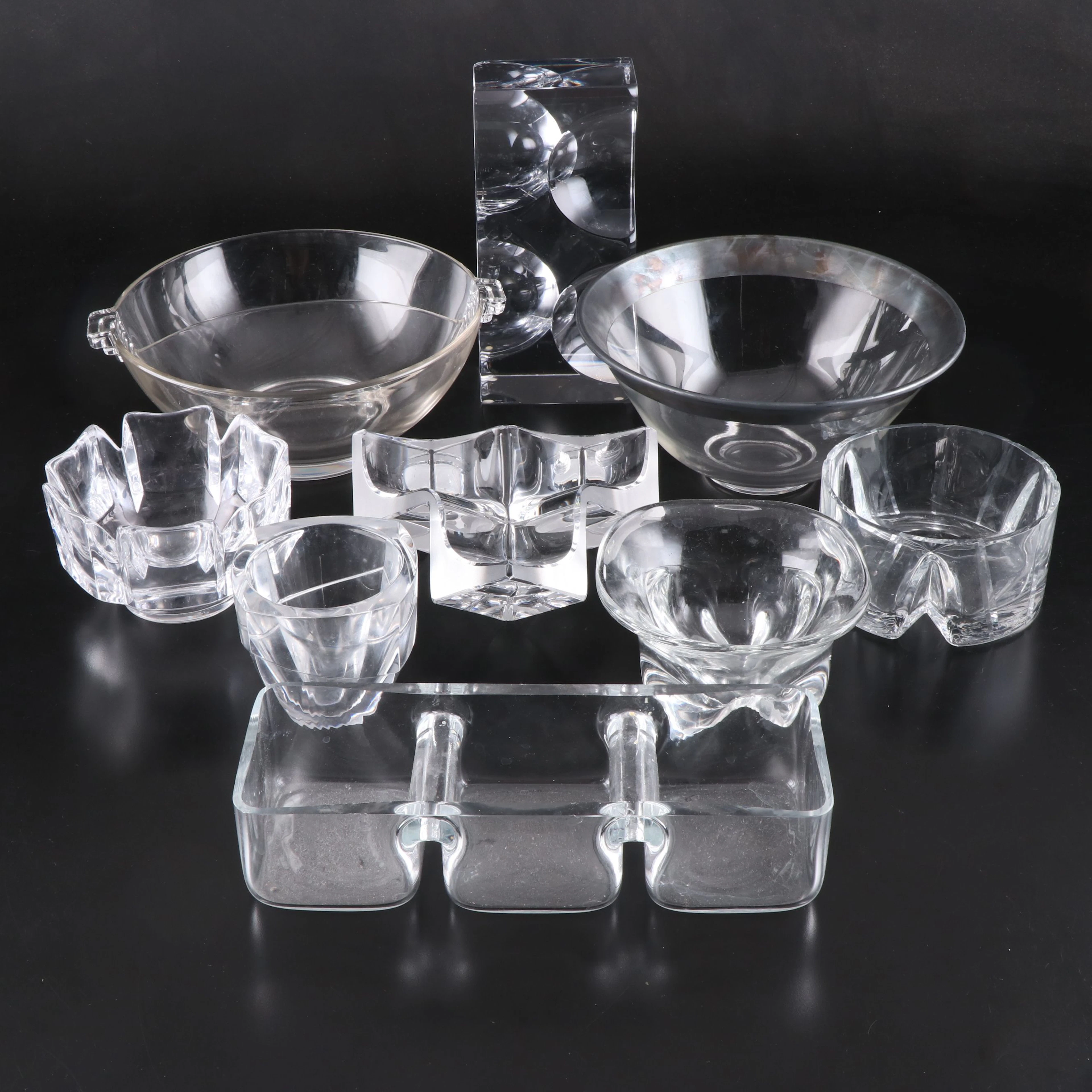 Sven Palmqvist for Orrefors Crystal Sculpture with Other Bowls
