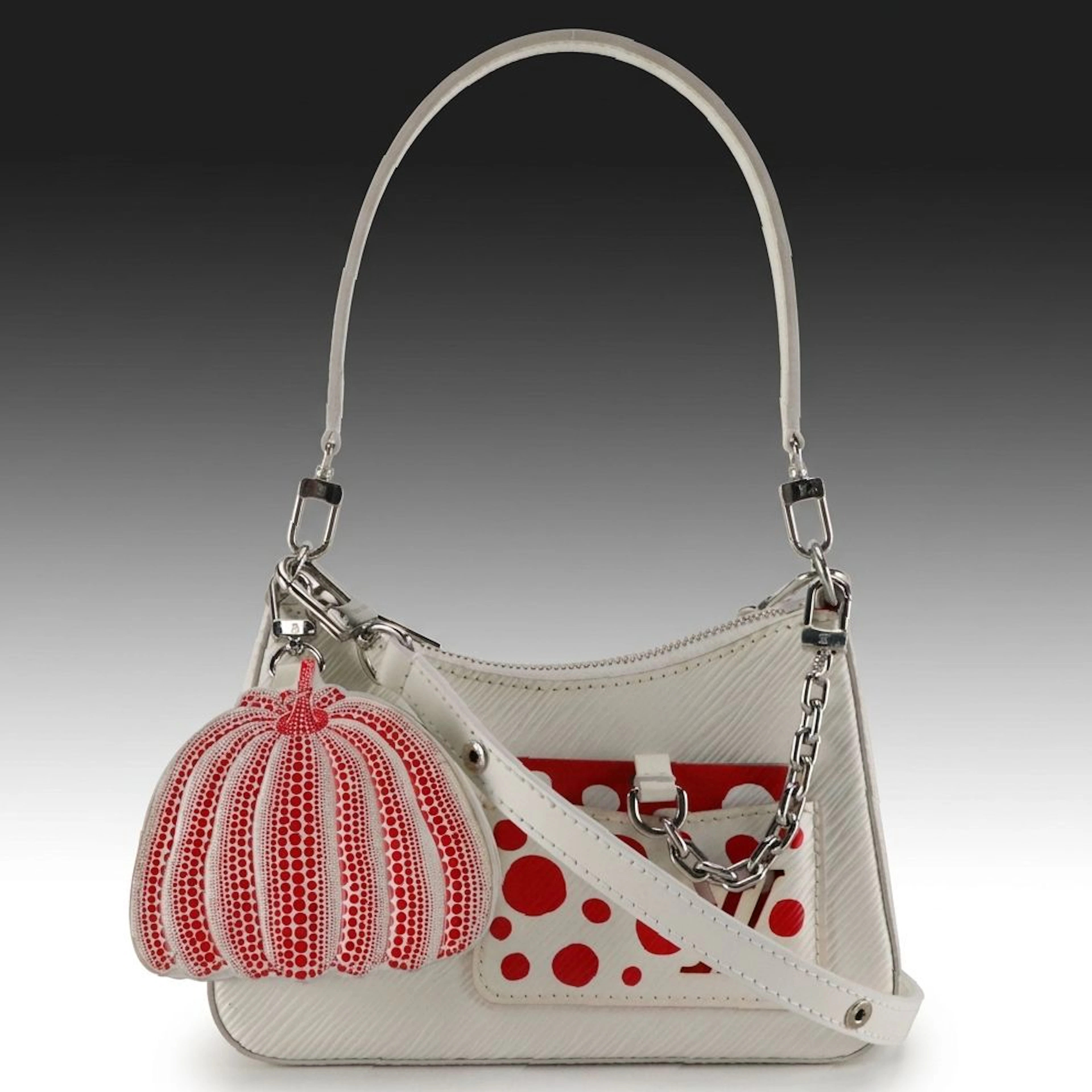 Louis Vuitton x Yayoi Kusama Marellini Two-Way Bag in White Epi Leather W/ Dots