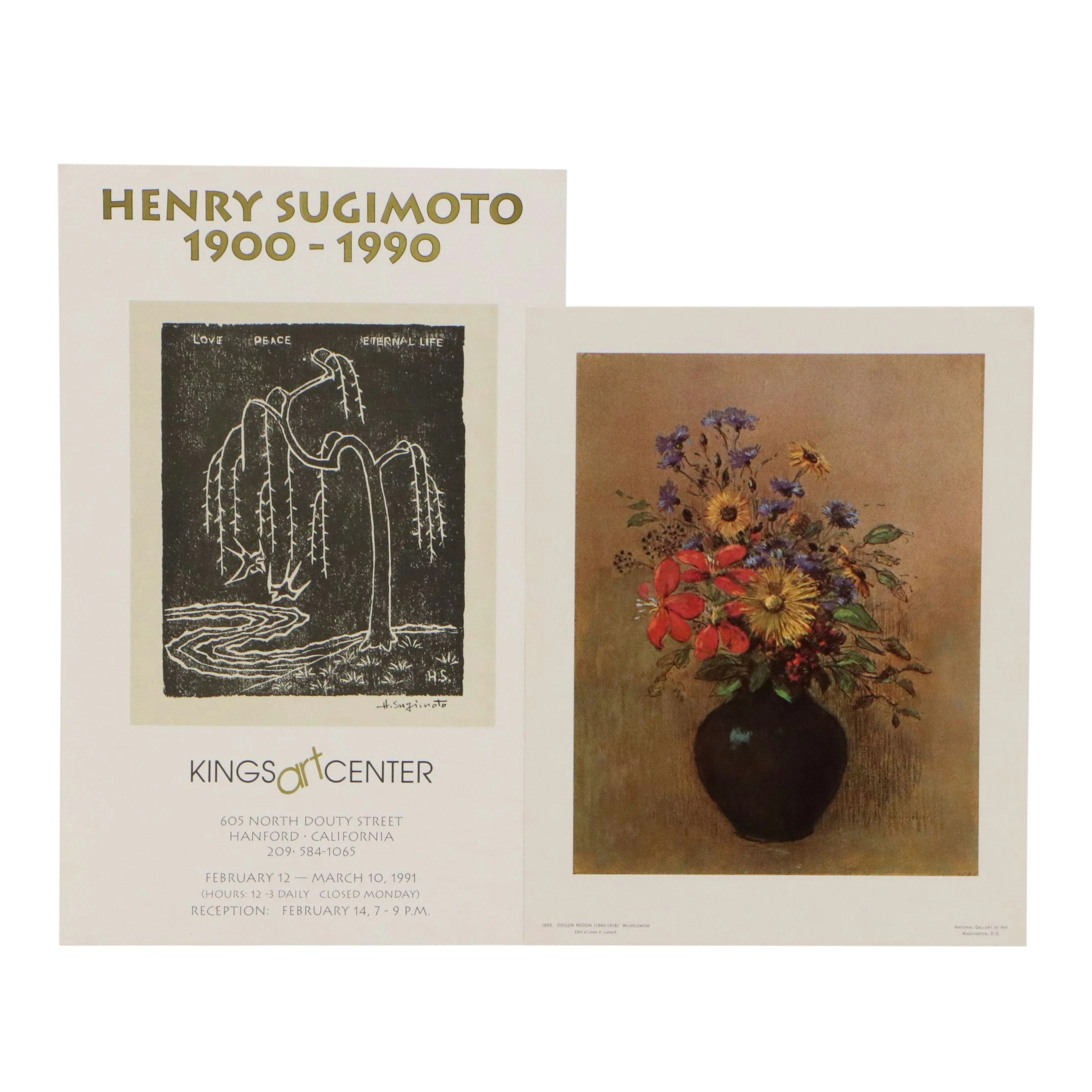 After Henry Sugimoto and Odilon Redon Mixed Type Prints, Late 20th Century
