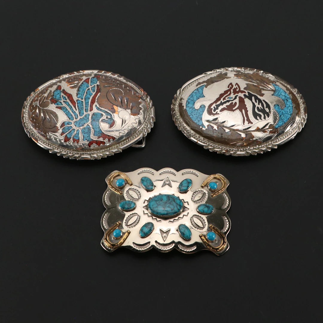 Southwestern Style Imitation Stone Metal Belt Buckles