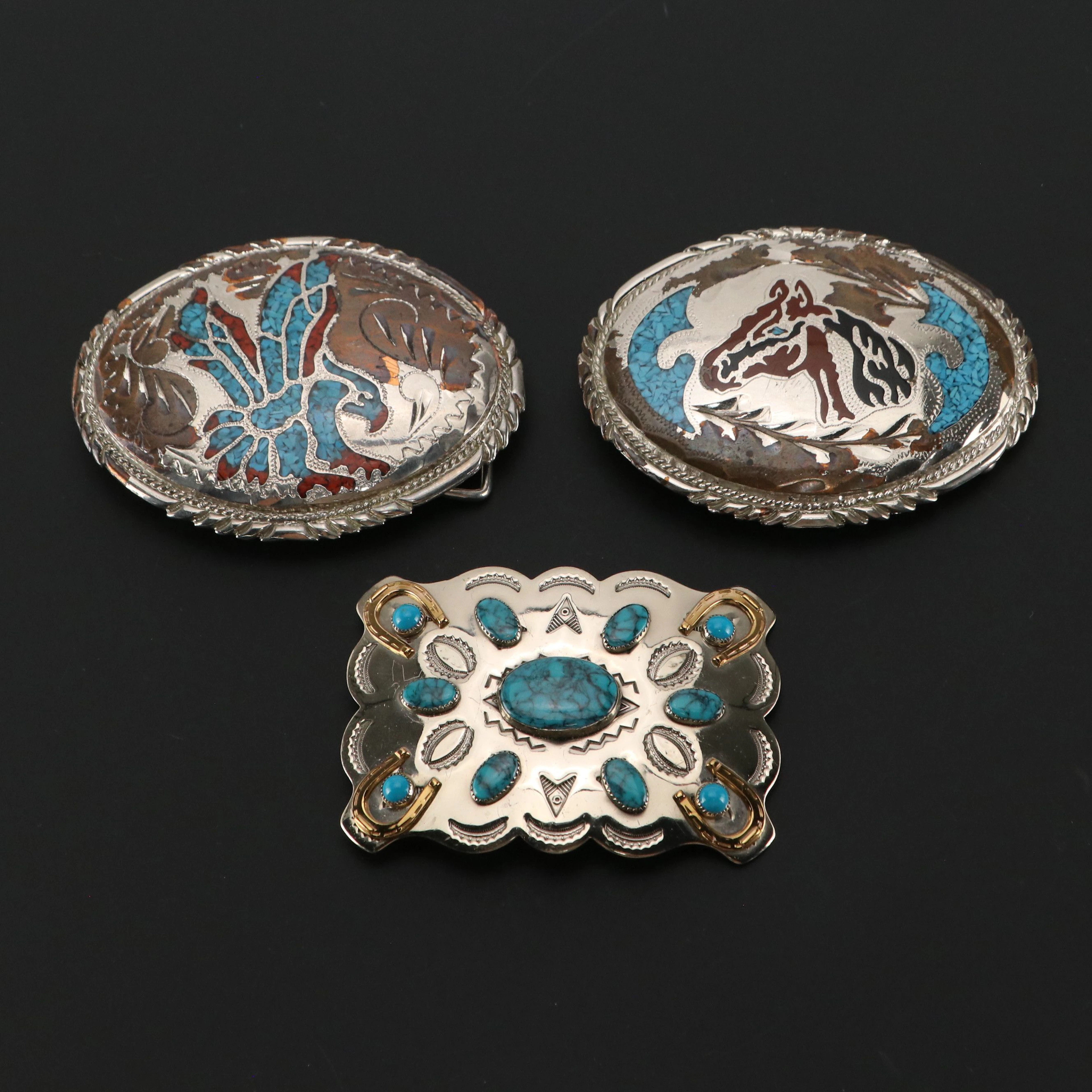 Southwestern Style Imitation Stone Metal Belt Buckles