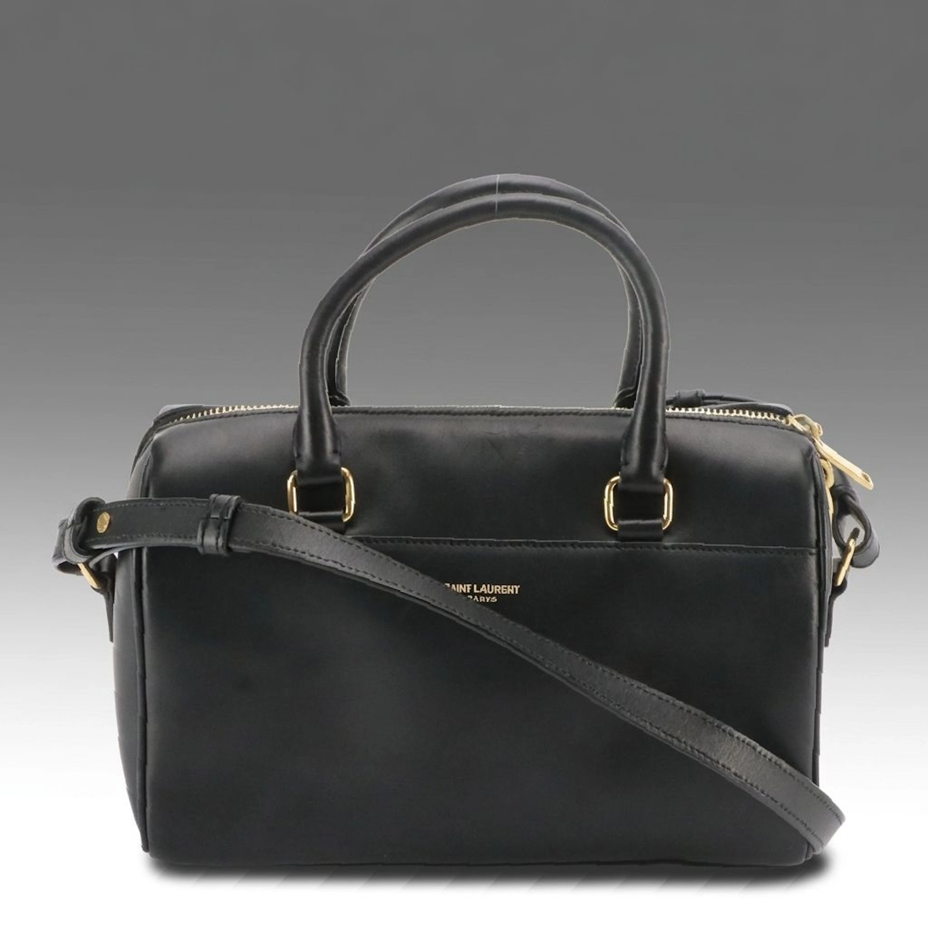 Saint Laurent Classic Baby Duffel Two-Way Bag in Black Calfskin Leather