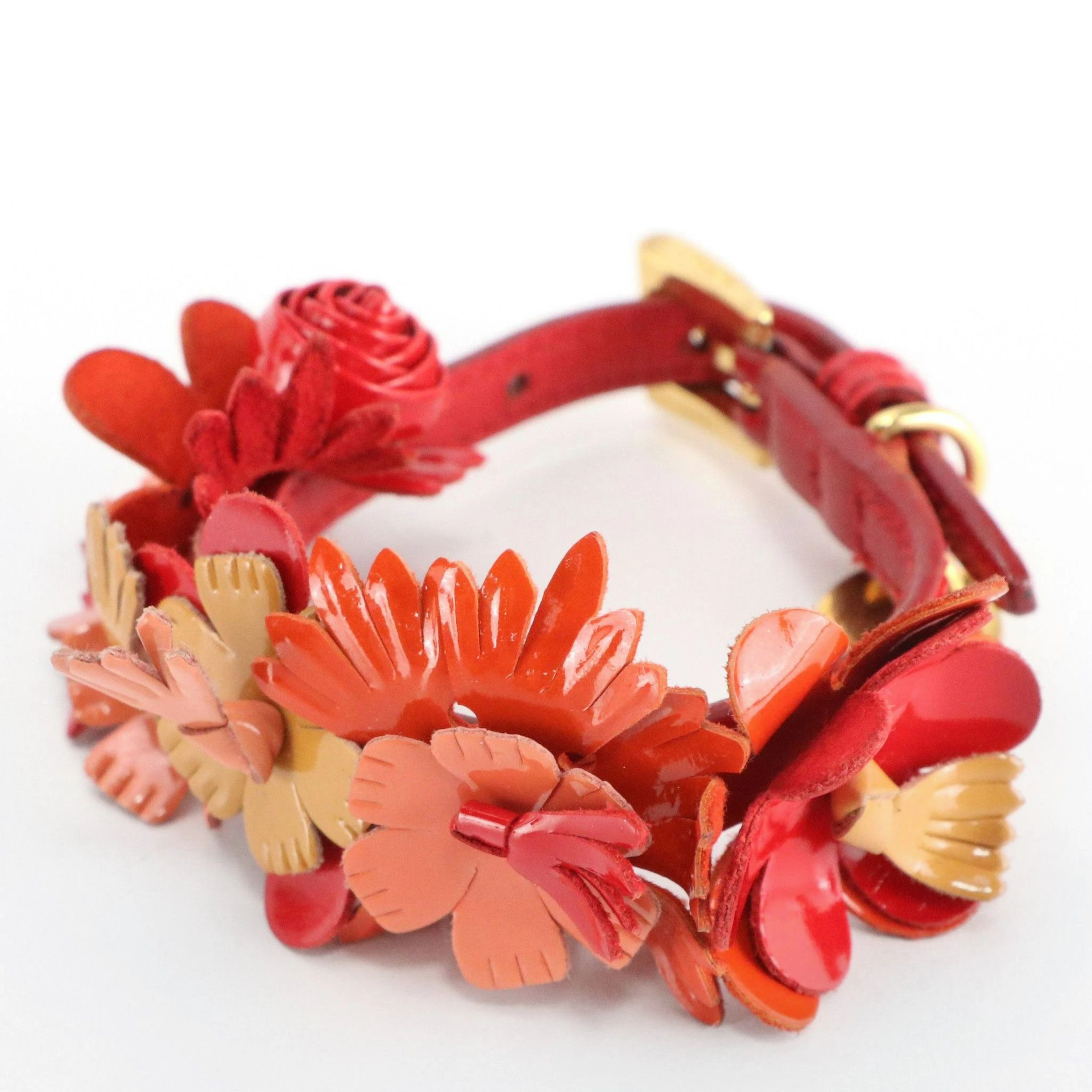 Prada Patent Leather Flower Bracelet, With Box