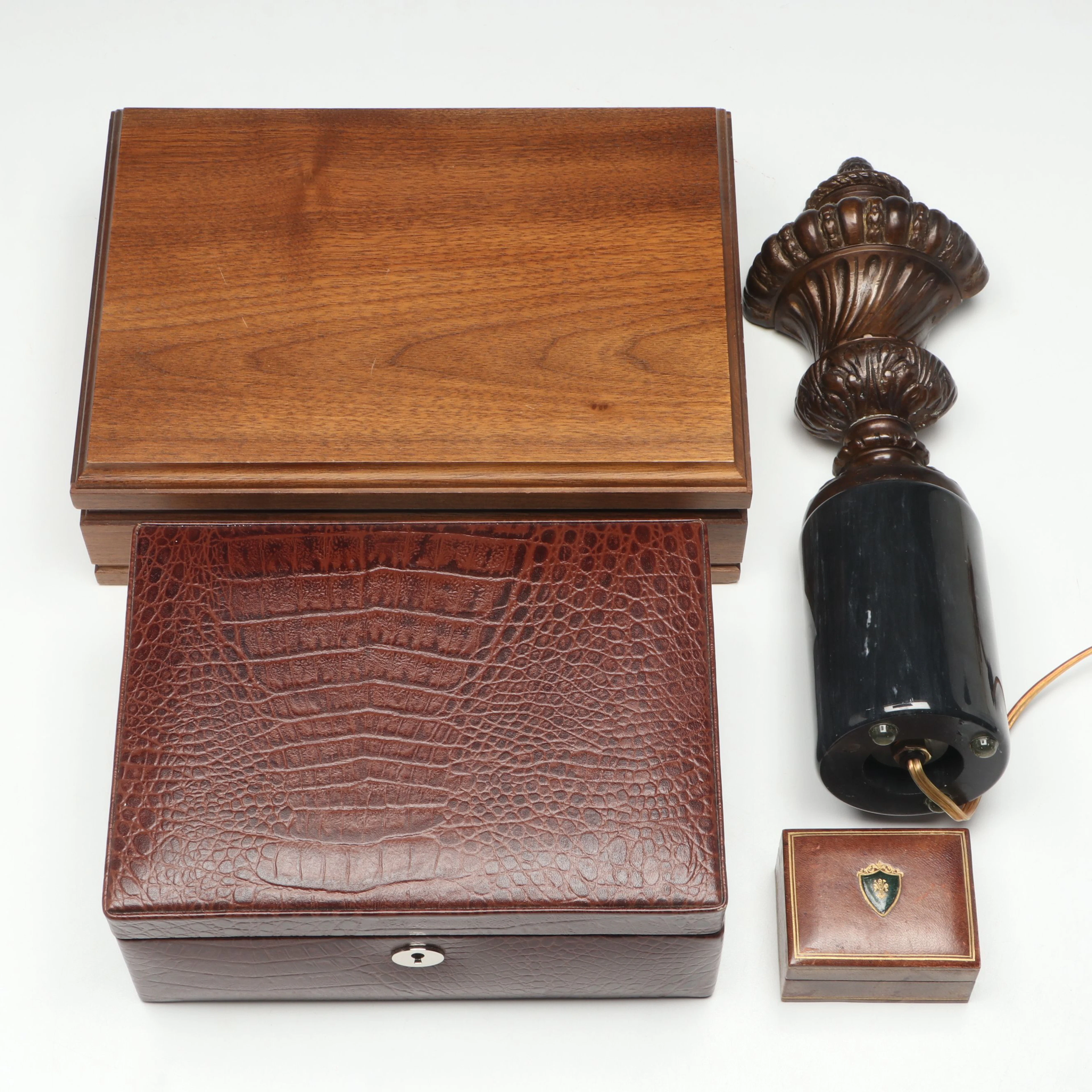 Florentine Leather with Other Box and Lamp