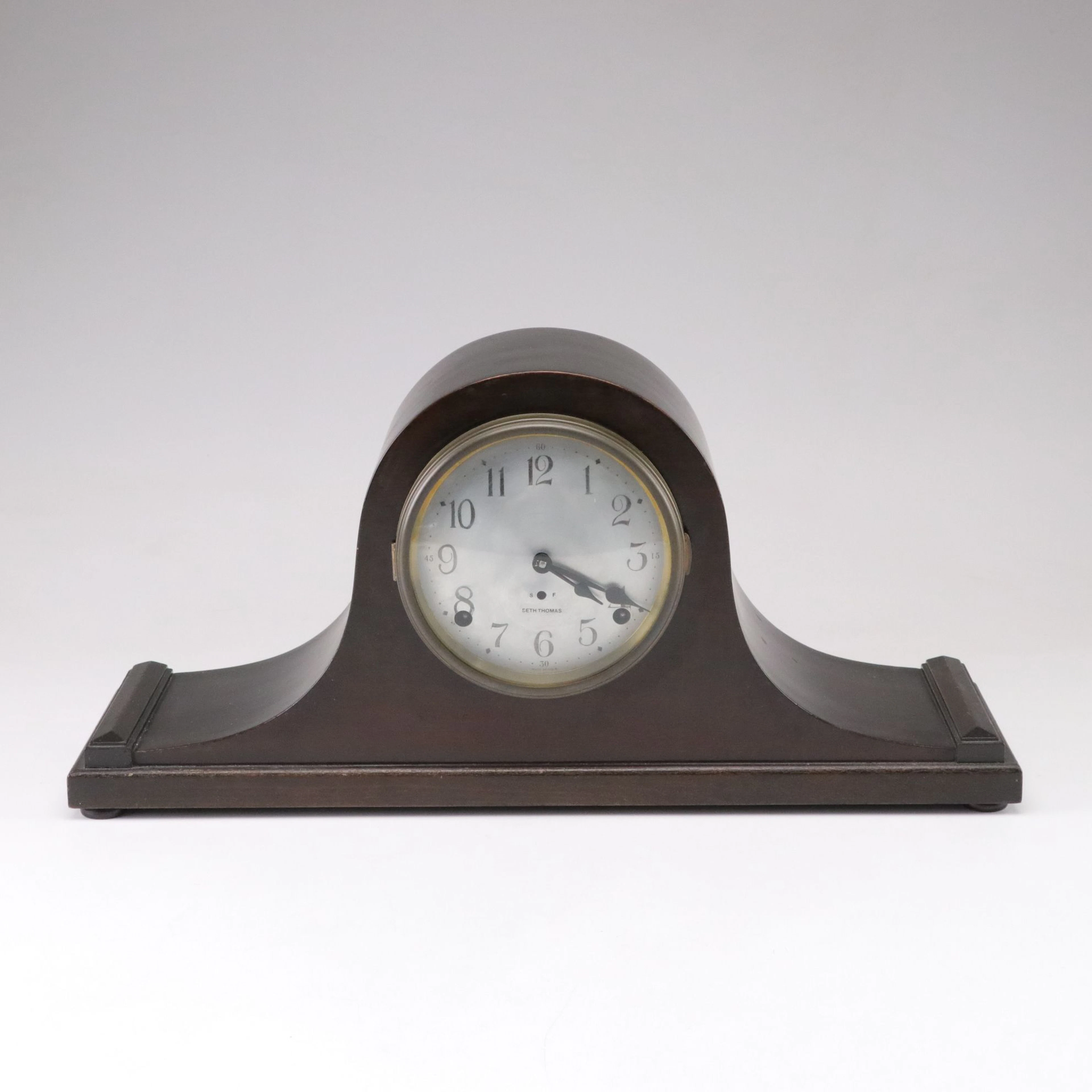 Seth Thomas Mahogany Tambour Mantel Clock, Early to Mid-20th Century