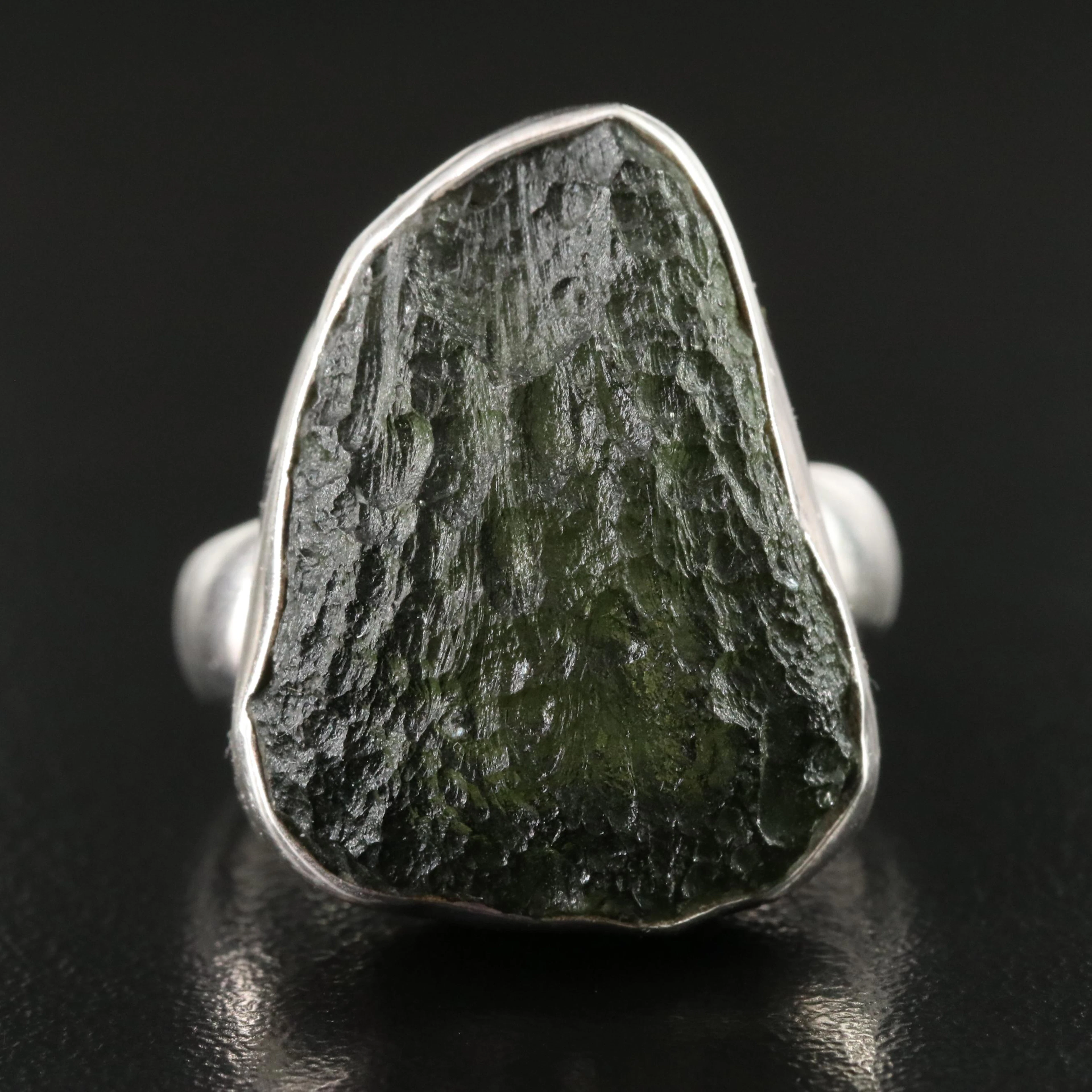 Sterling Moldavite Ring