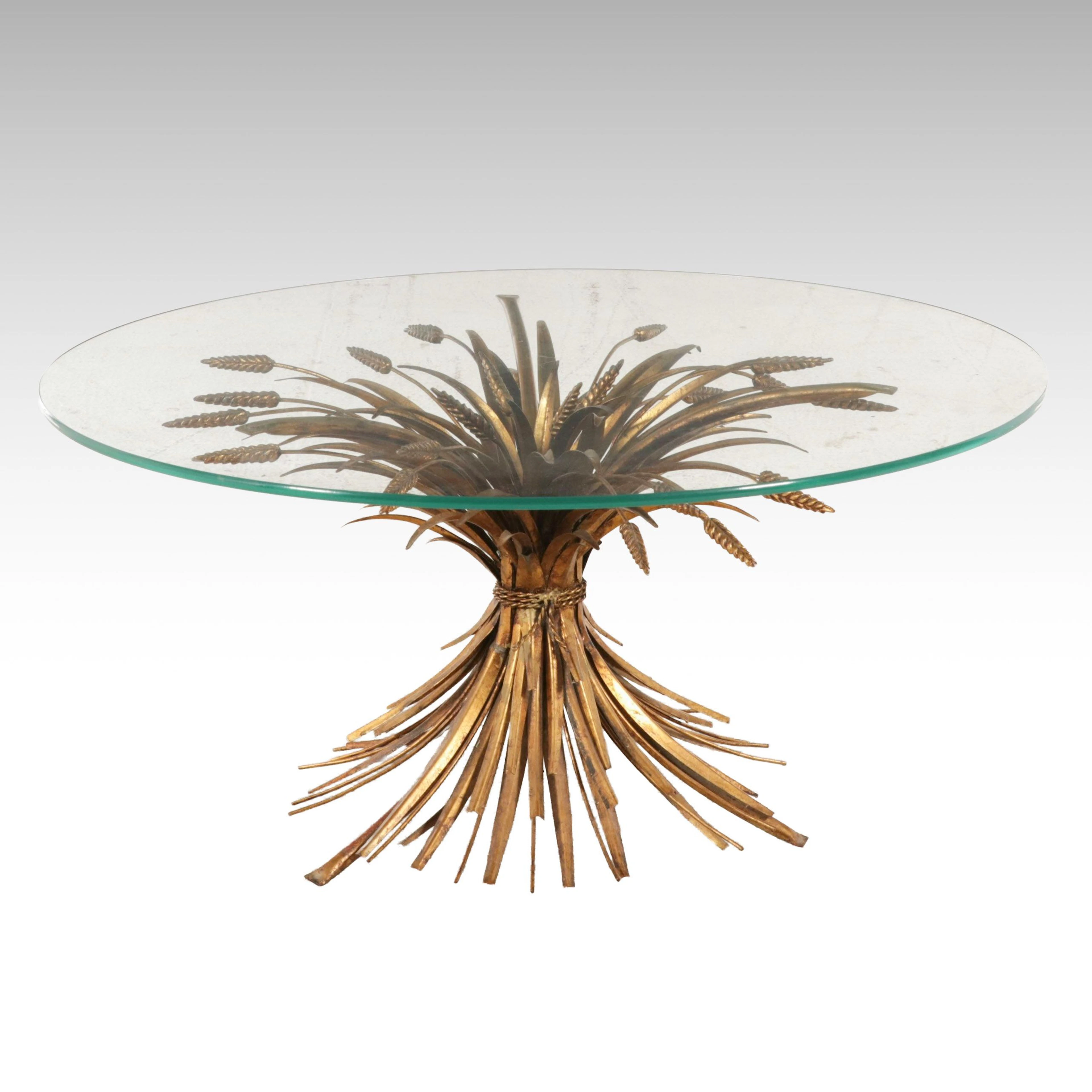 Vintage Hollywood Regency Sheaf of Wheat Coffee Table After Coco Chanel