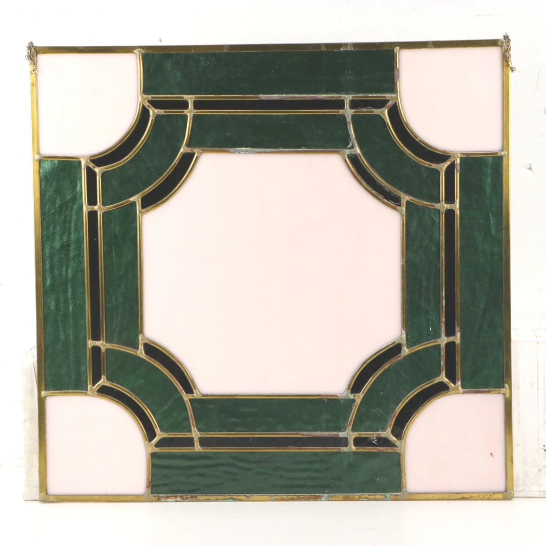 Art Deco Style Leaded Stained Glass Window, 20th Century