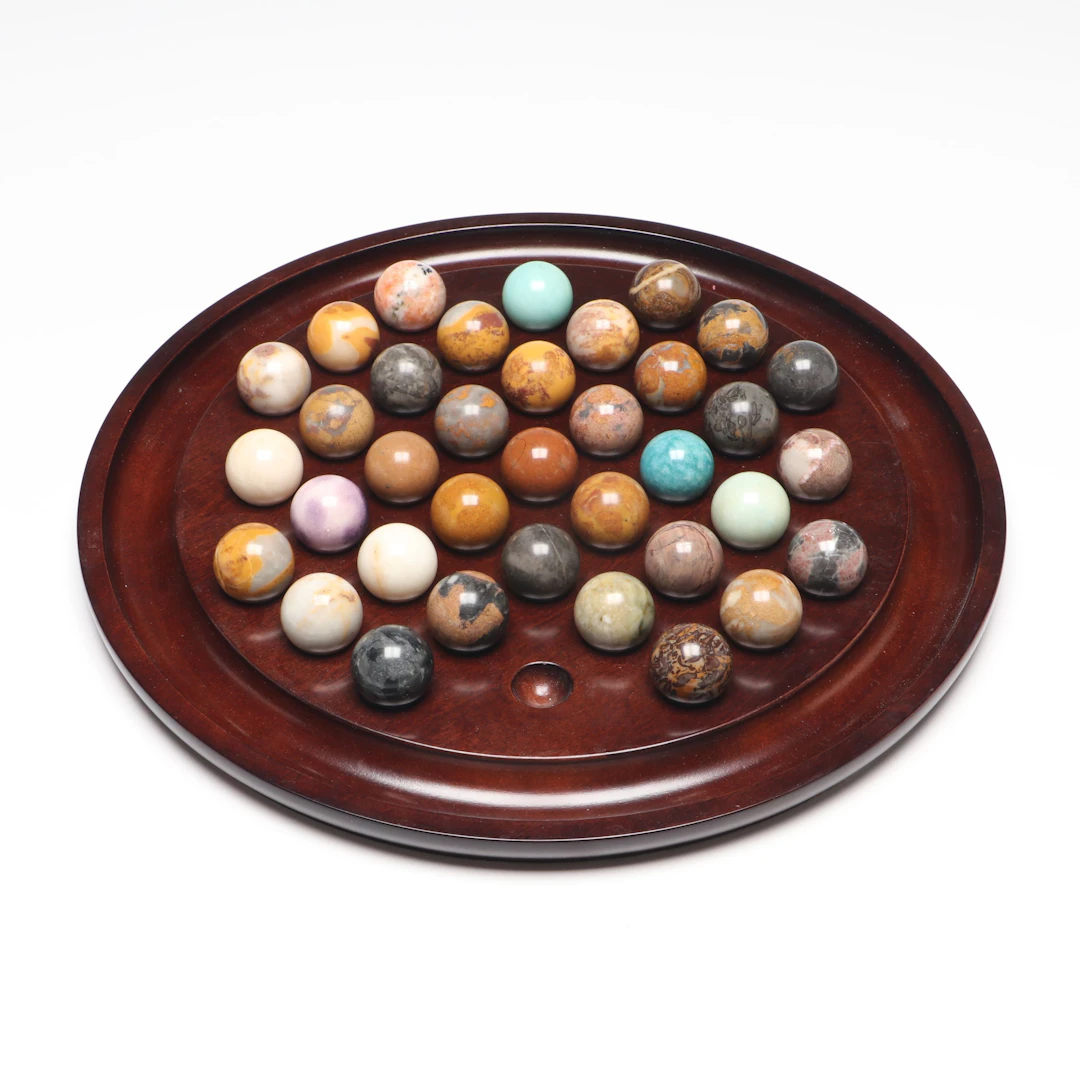 Bombay Company Polished Stone Marble Solitaire Game,1991