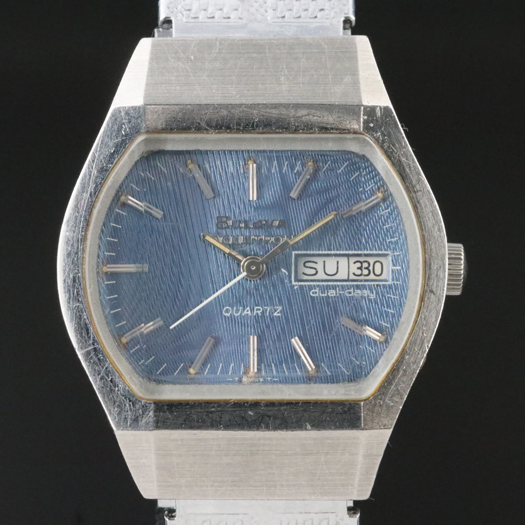 Bulova Accutron Dual Day Silvertone Retro Quartz Watch