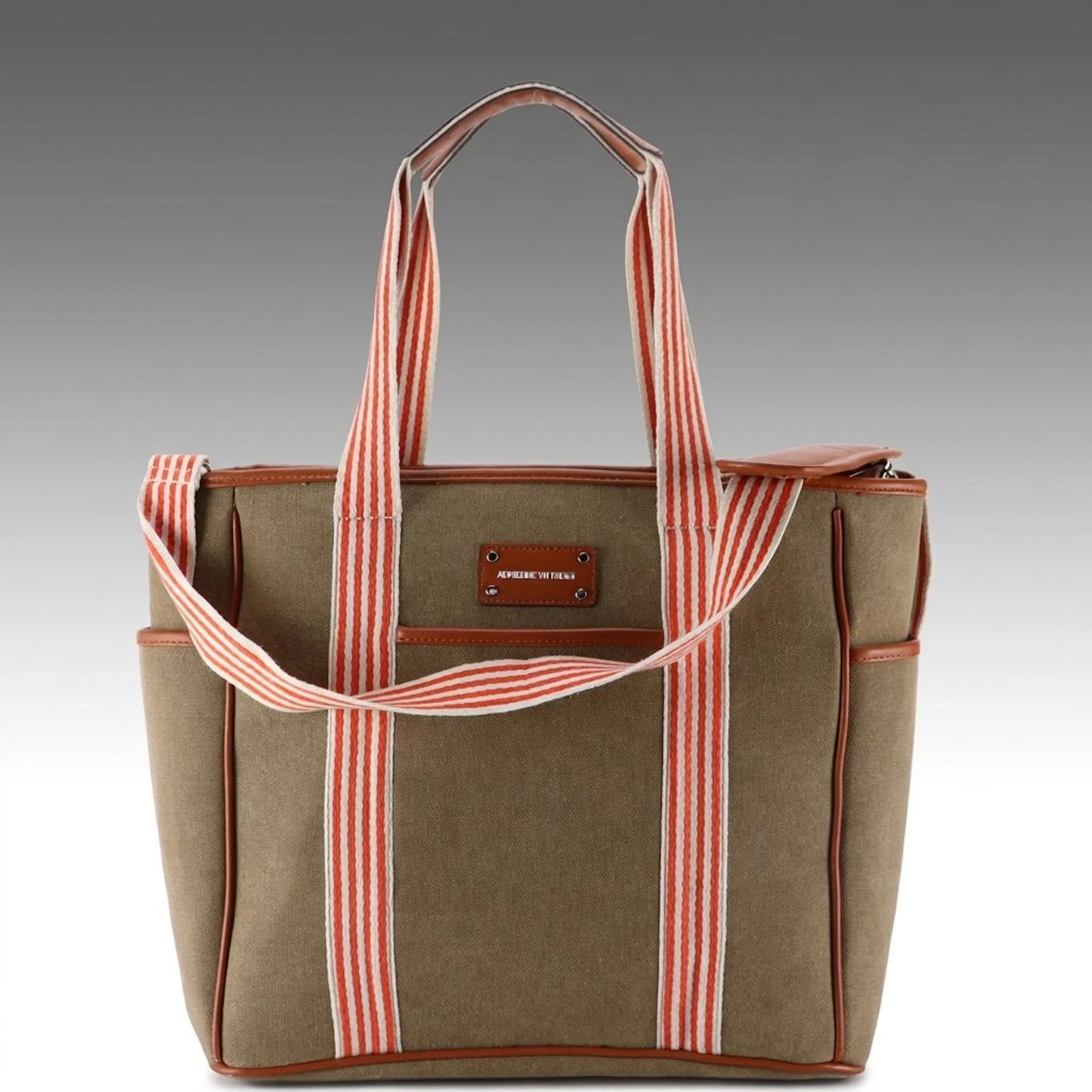 Adrienne Vittadini Workbook Two Way Zip Tote Bag in Neutral Canvas