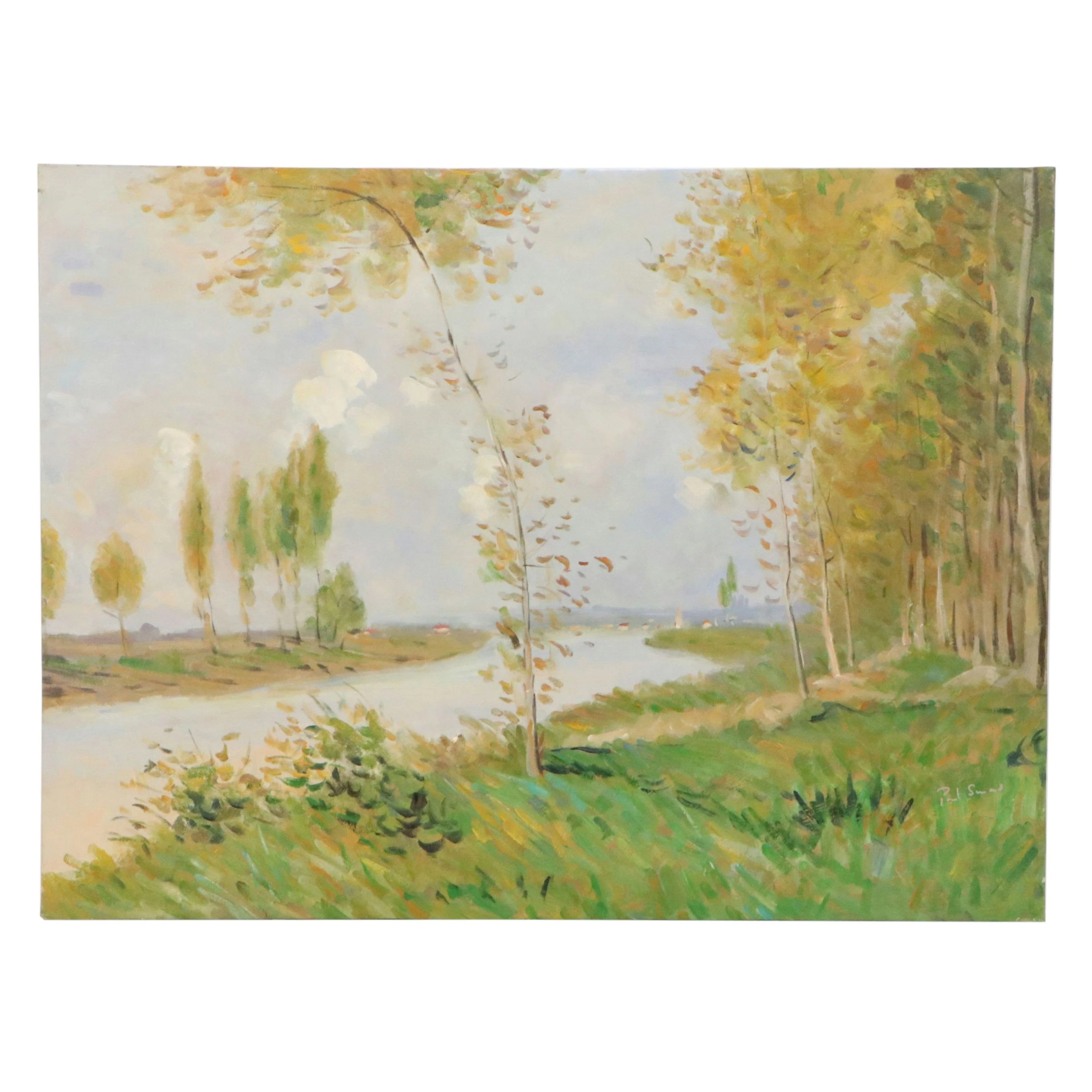 After Claude Monet Oil Master Copy "Spring at Argenteuil," 21st Century