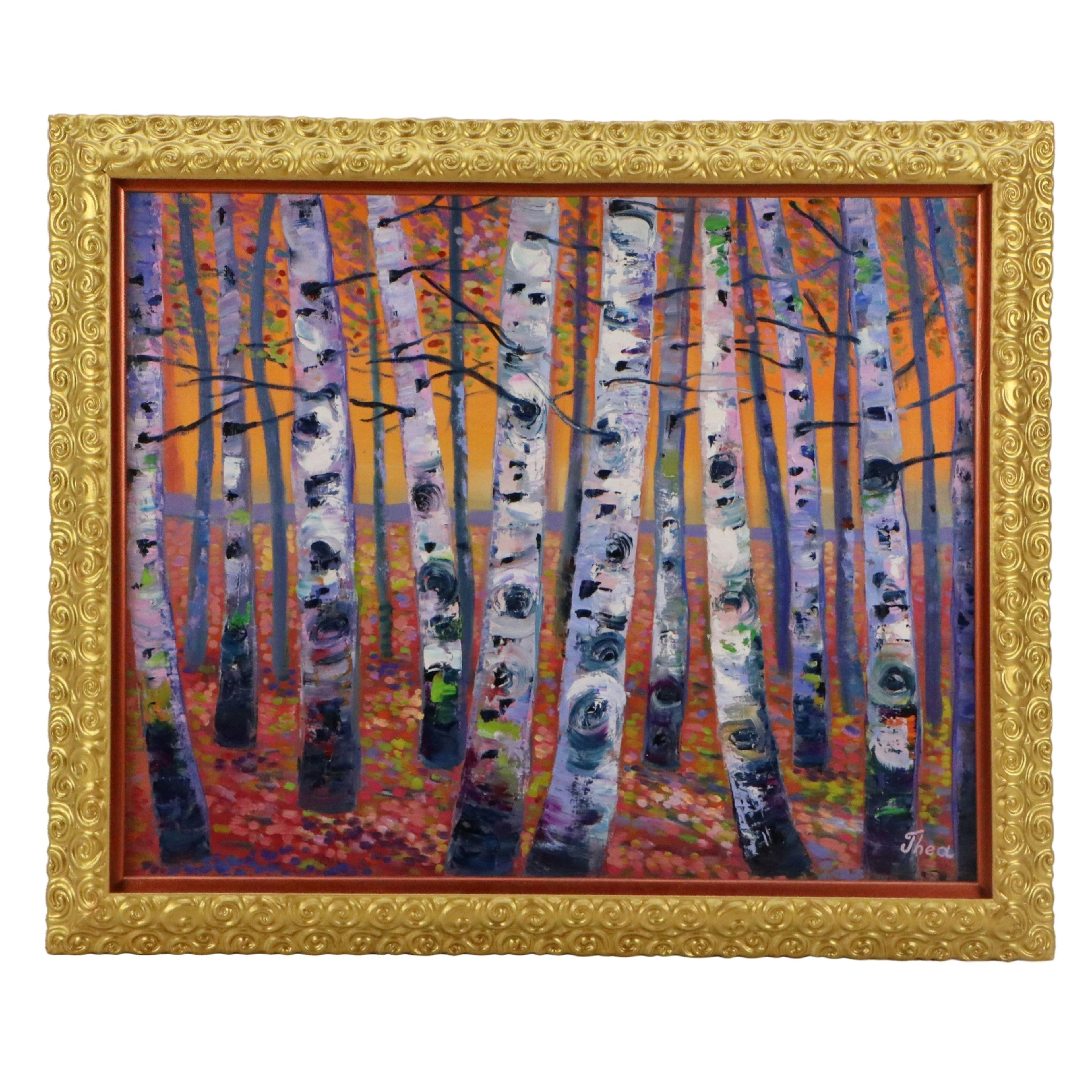 Thea Mamukelashvili Forest Landscape Oil Painting, 21st Century