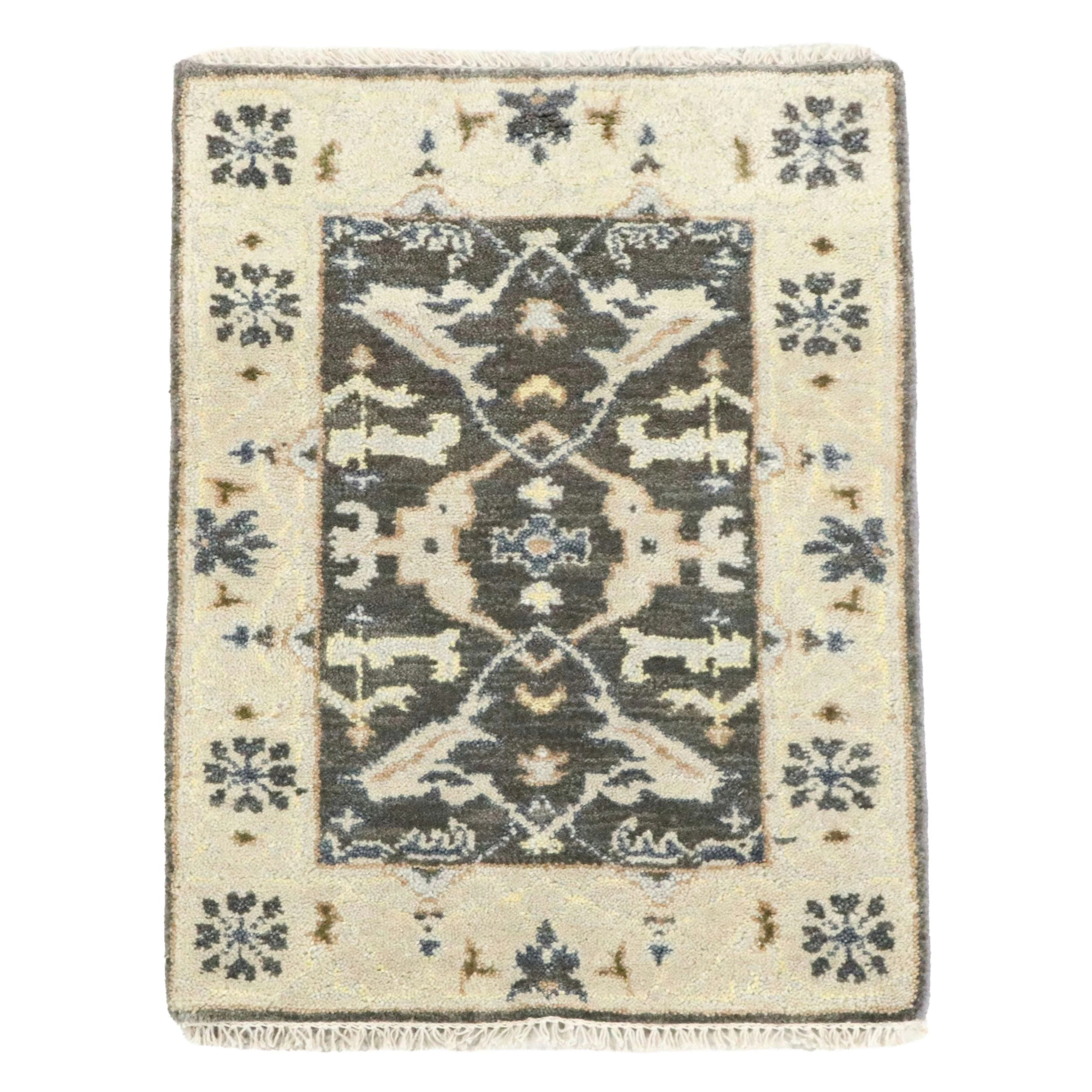 2'3 x 3' Hand-Knotted Indo-Turkish Oushak Accent Rug