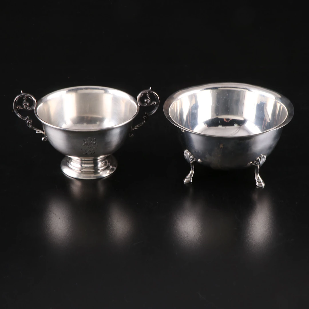Reed & Barton Sterling Scrollwork Bowl with Paul Revere Reproduction Bowl