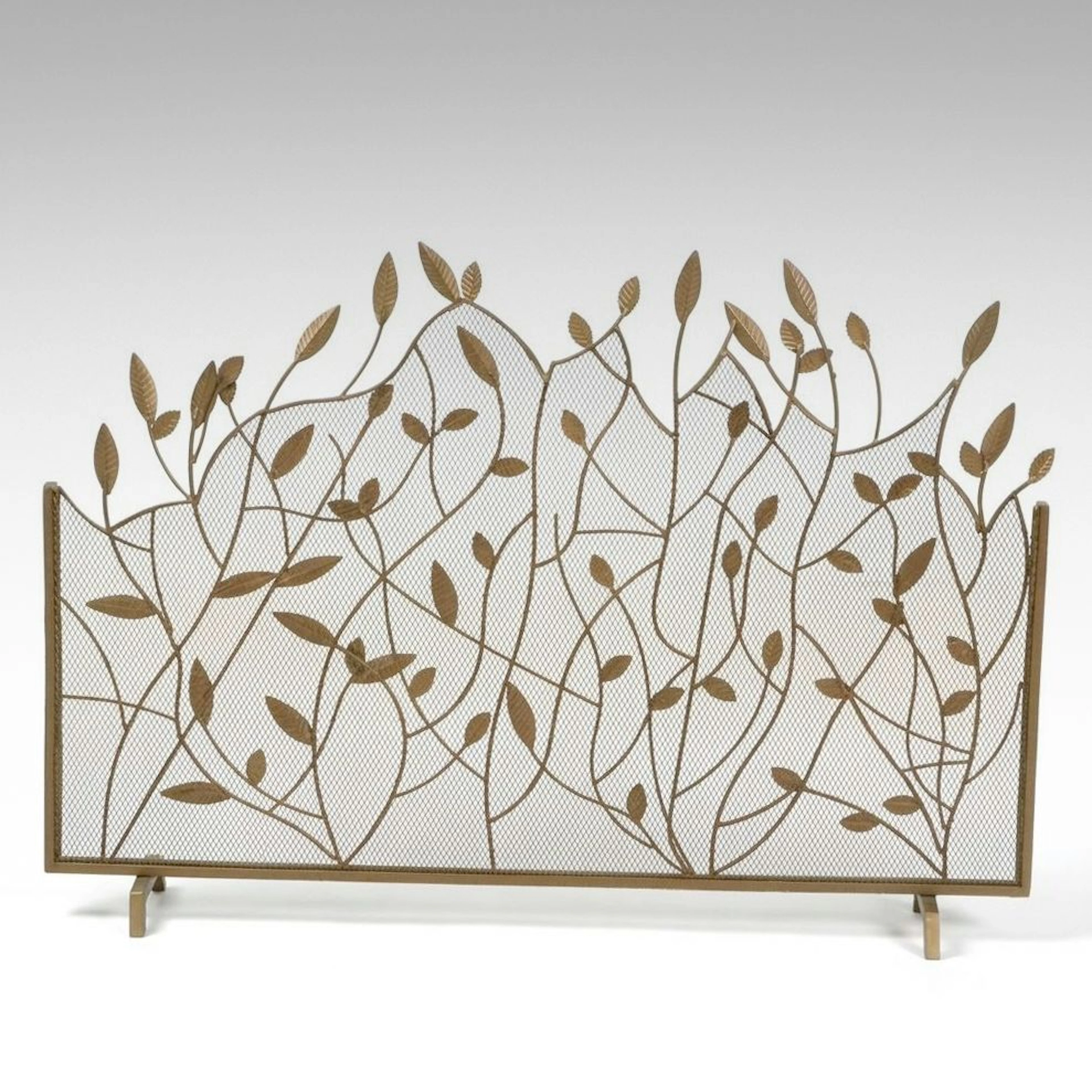 Ballard Designs Branch and Leaf Mesh Metal Fireplace Screen