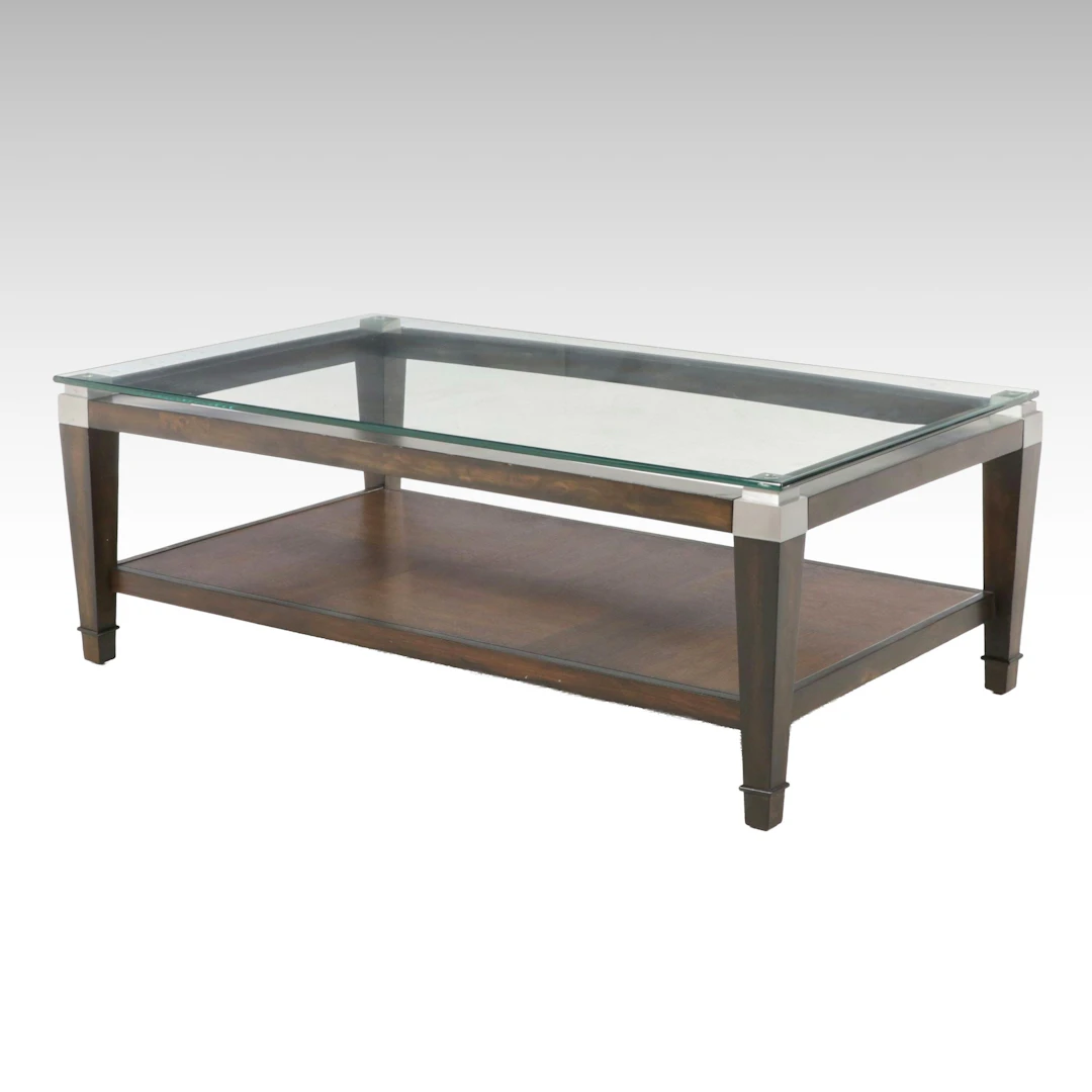 Contemporary Modern Glass-Top Coffee Table