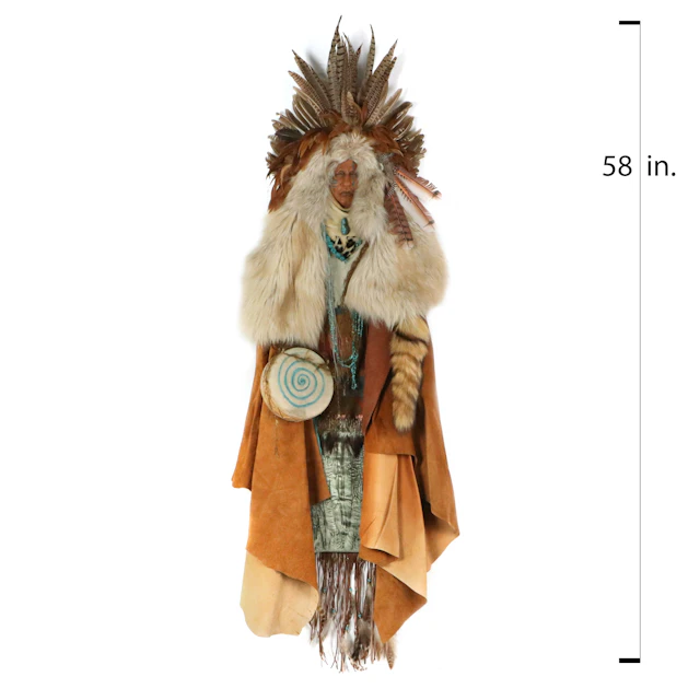 Misha Malpica Mixed Media Sculpture of Native American