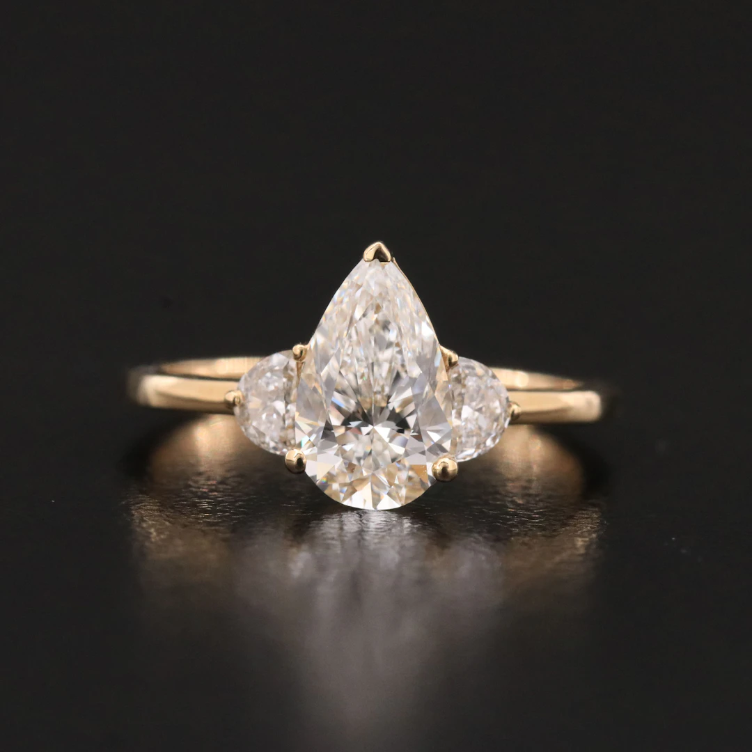 14K 1.54 CTW Lab Grown Diamond Three Stone Ring with IGI Report