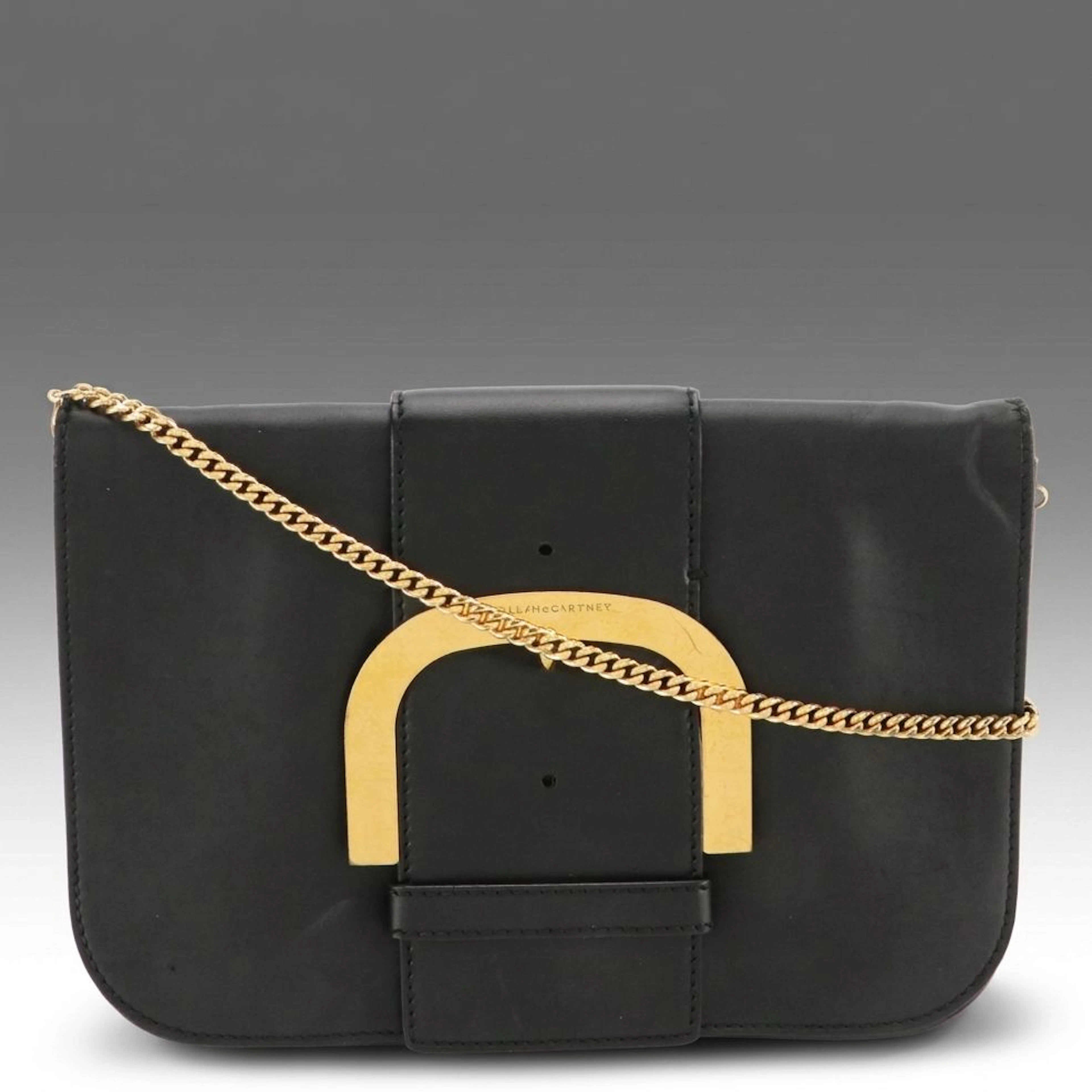 Stella McCartney Faux Lambskin Leather Chain-Link Flap Clutch/Crossbody Bag