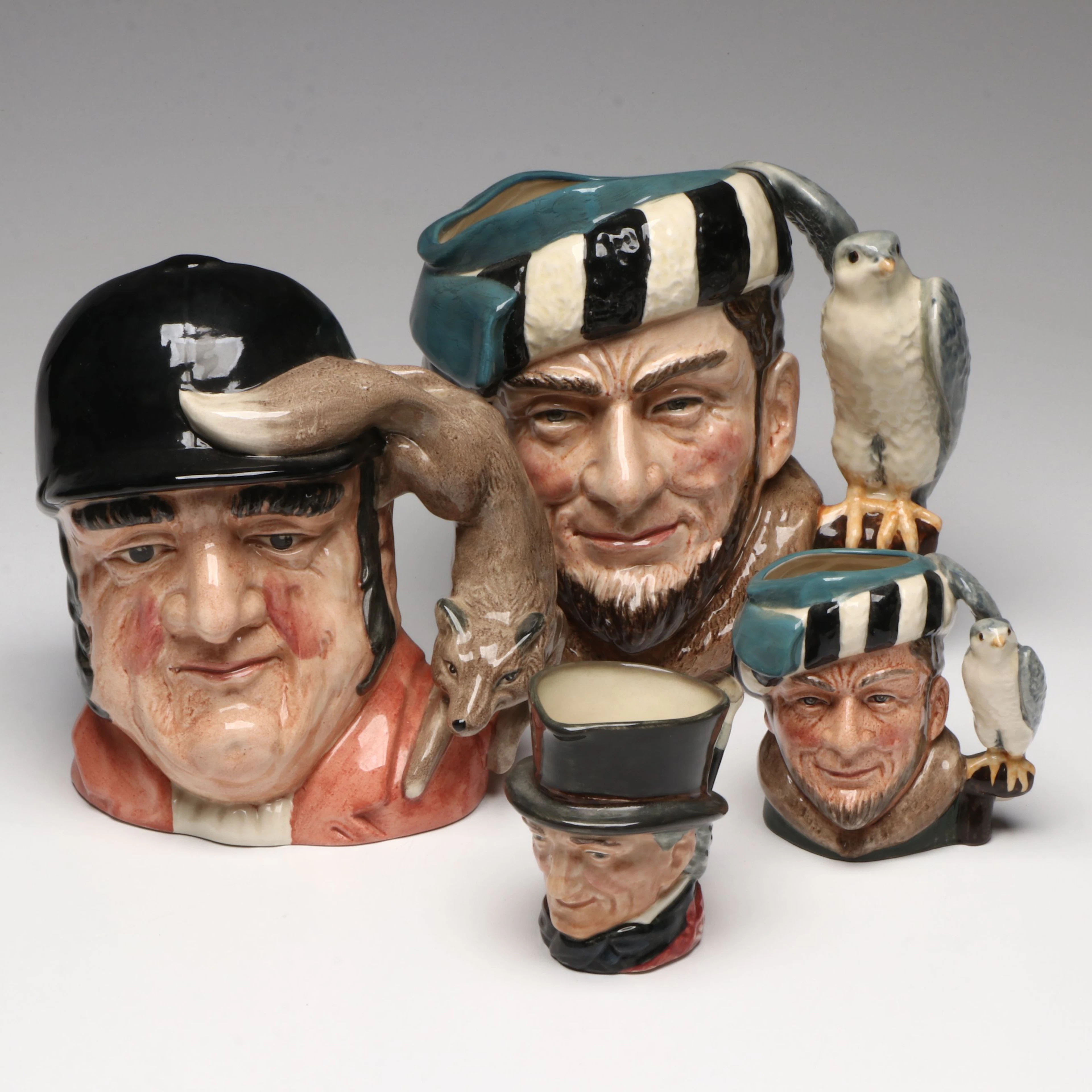 Royal Doulton "The Falconer," "Gone Away" and "John Peel" Toby Jugs